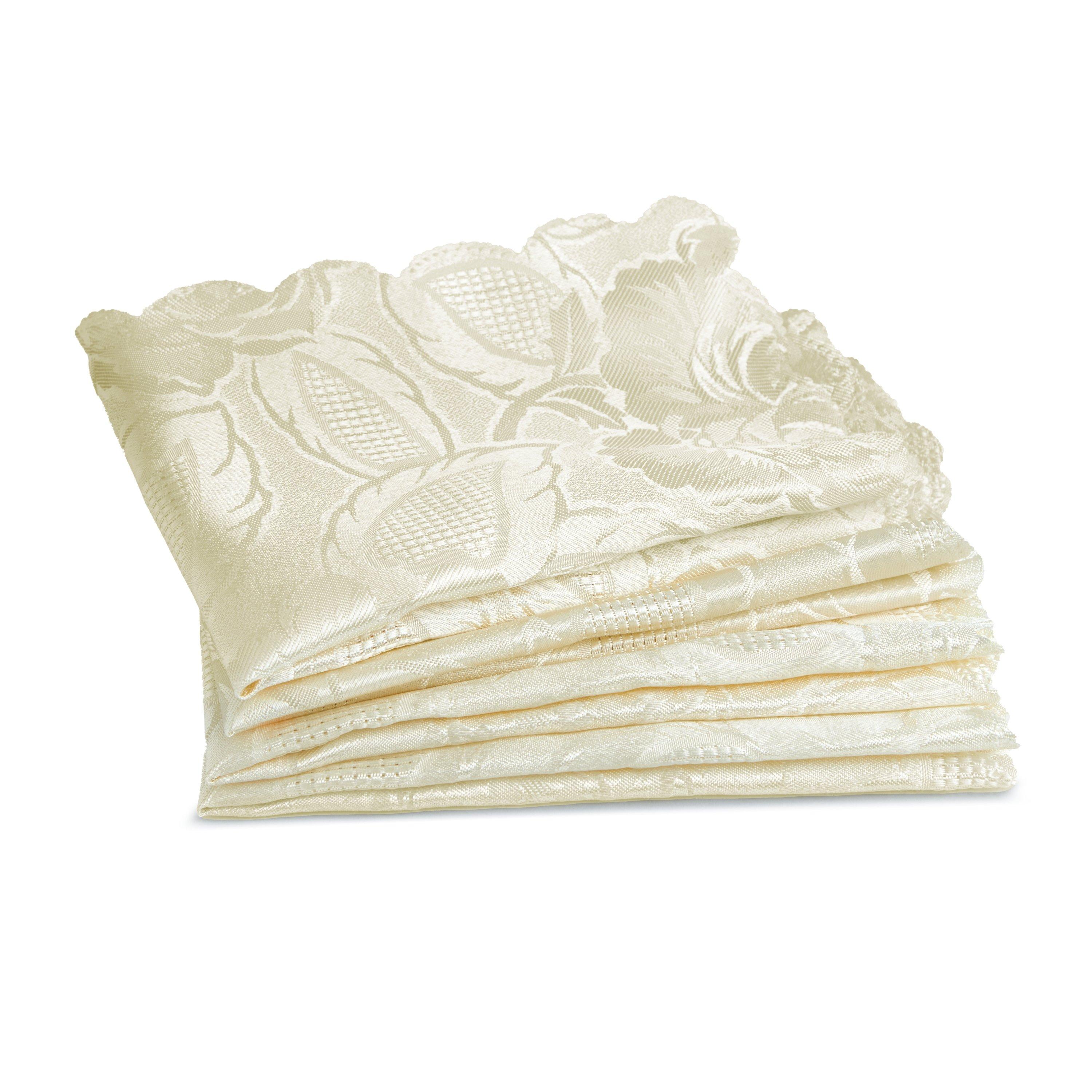 Cream - Emma Barclay - Jacquard Napkins Soft Polyester Damask Rose