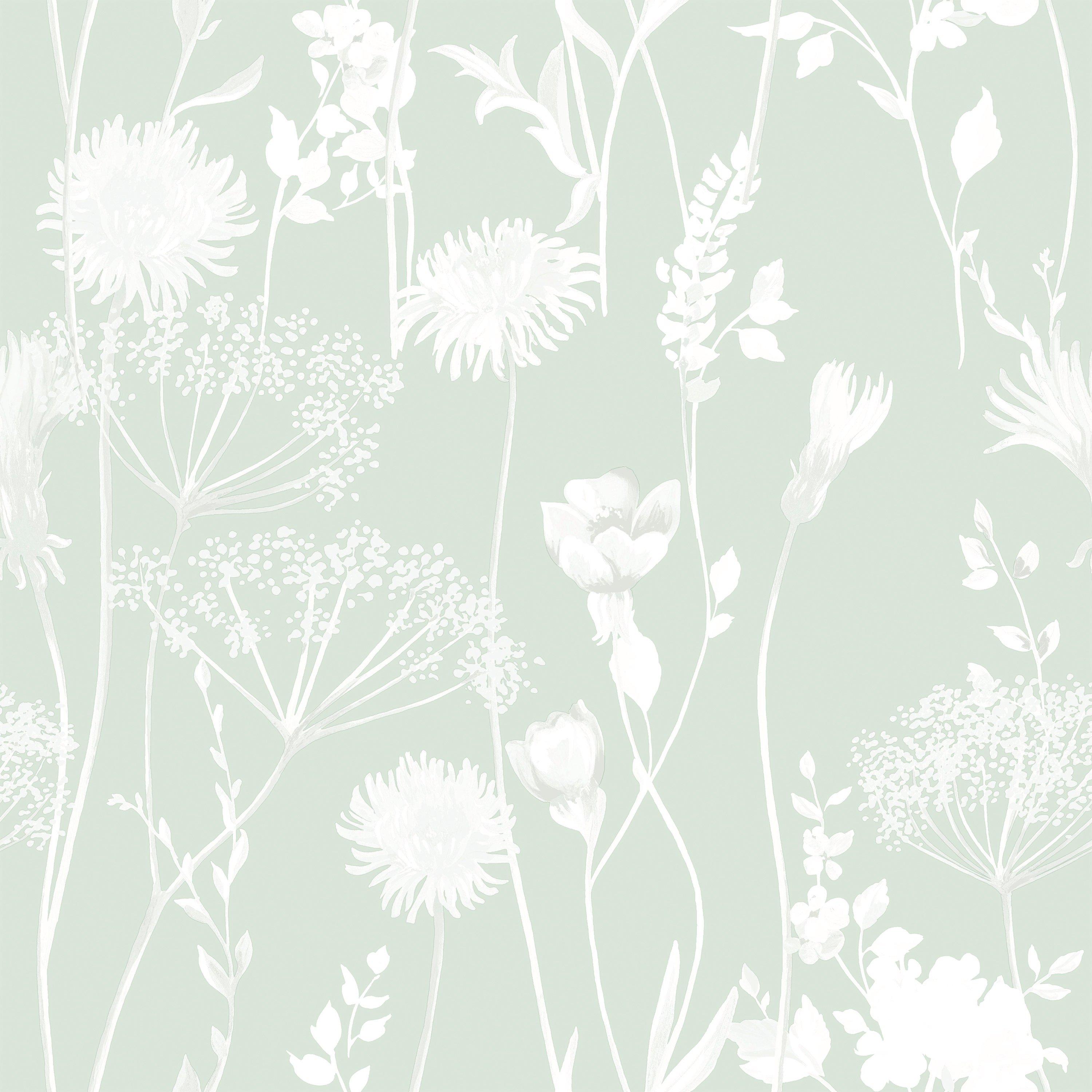 Green - Catherine Lansfield - Meadowsweet Floral Wallpaper - 4