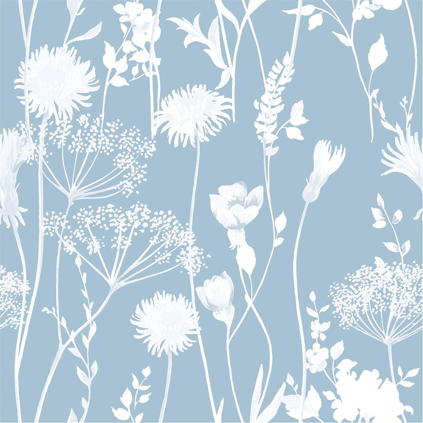 Catherine Lansfield  Meadowsweet Floral Wallpaper - Blue