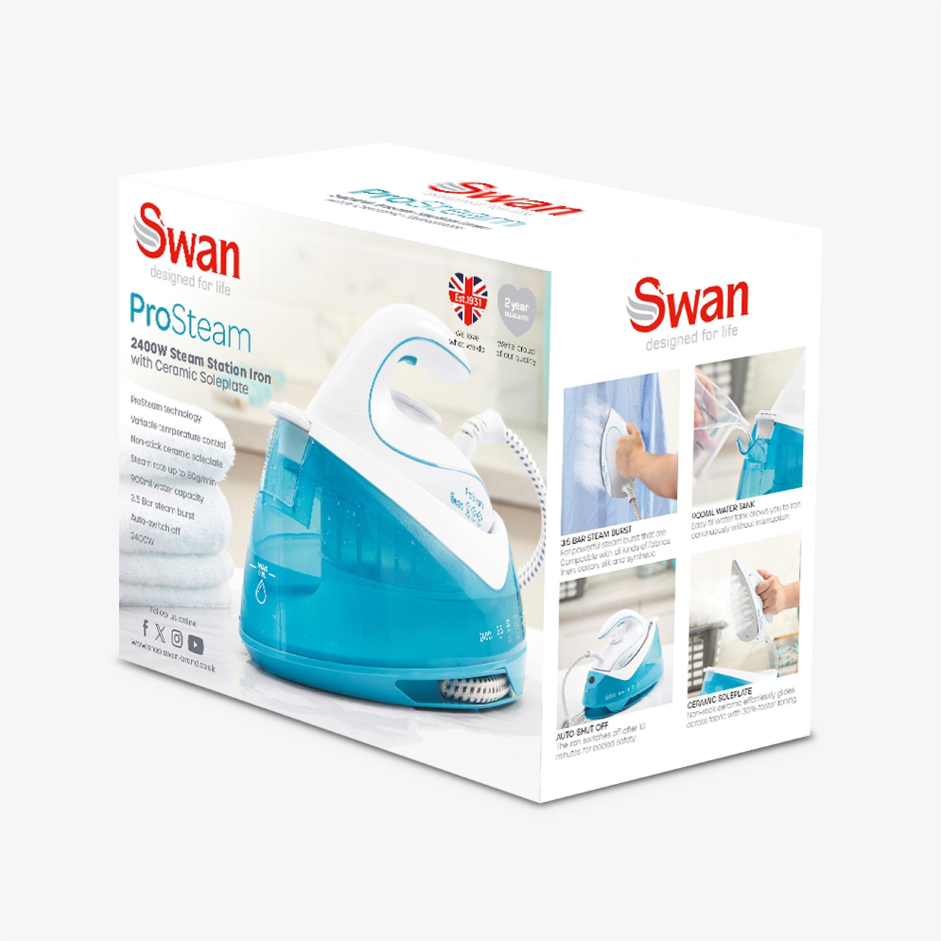 Aqua - Swan - 2400W Steam Station Iron White and Aqua - 9