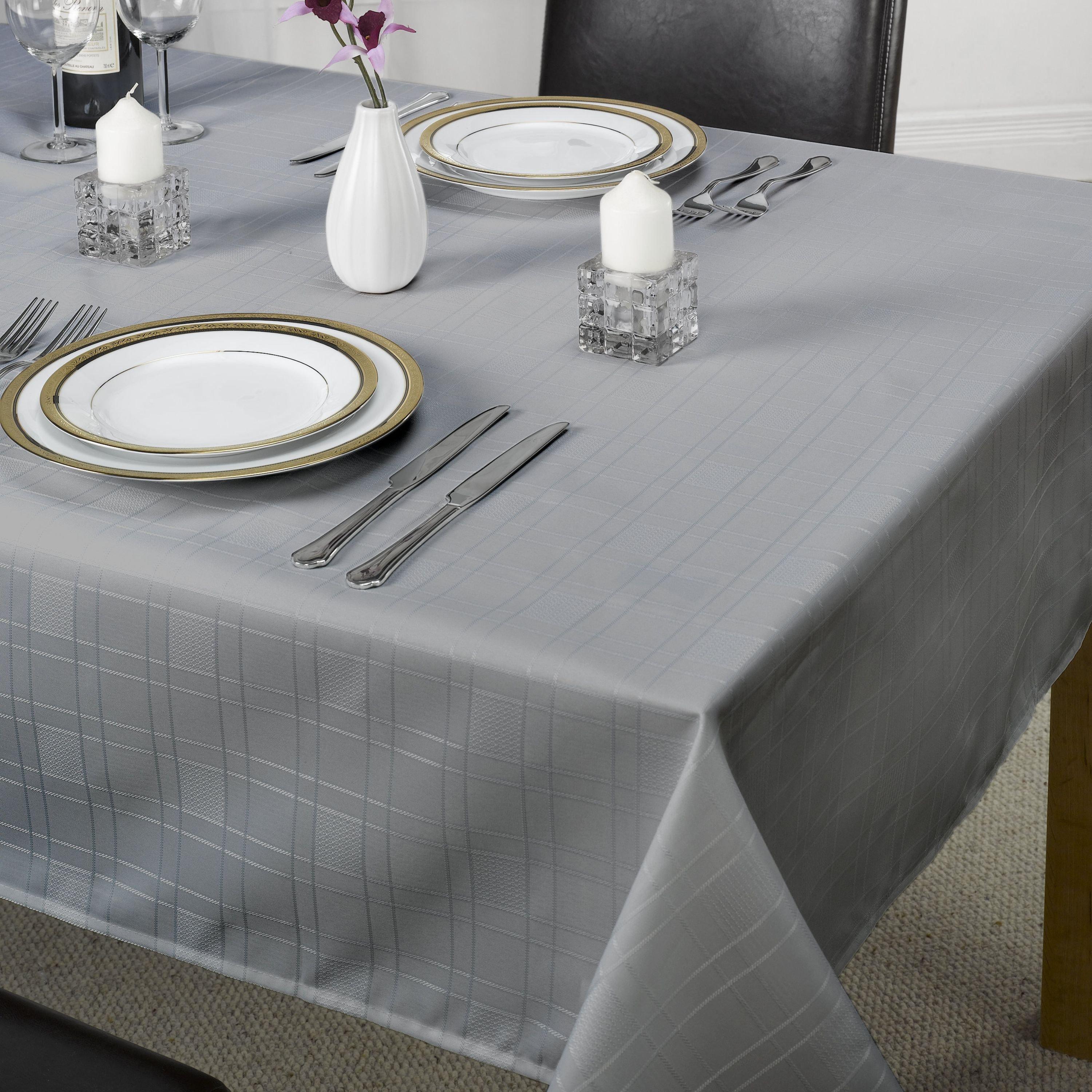 Silver - Emma Barclay - Jacquard Tablecloth Soft Polyester Chequers - 1