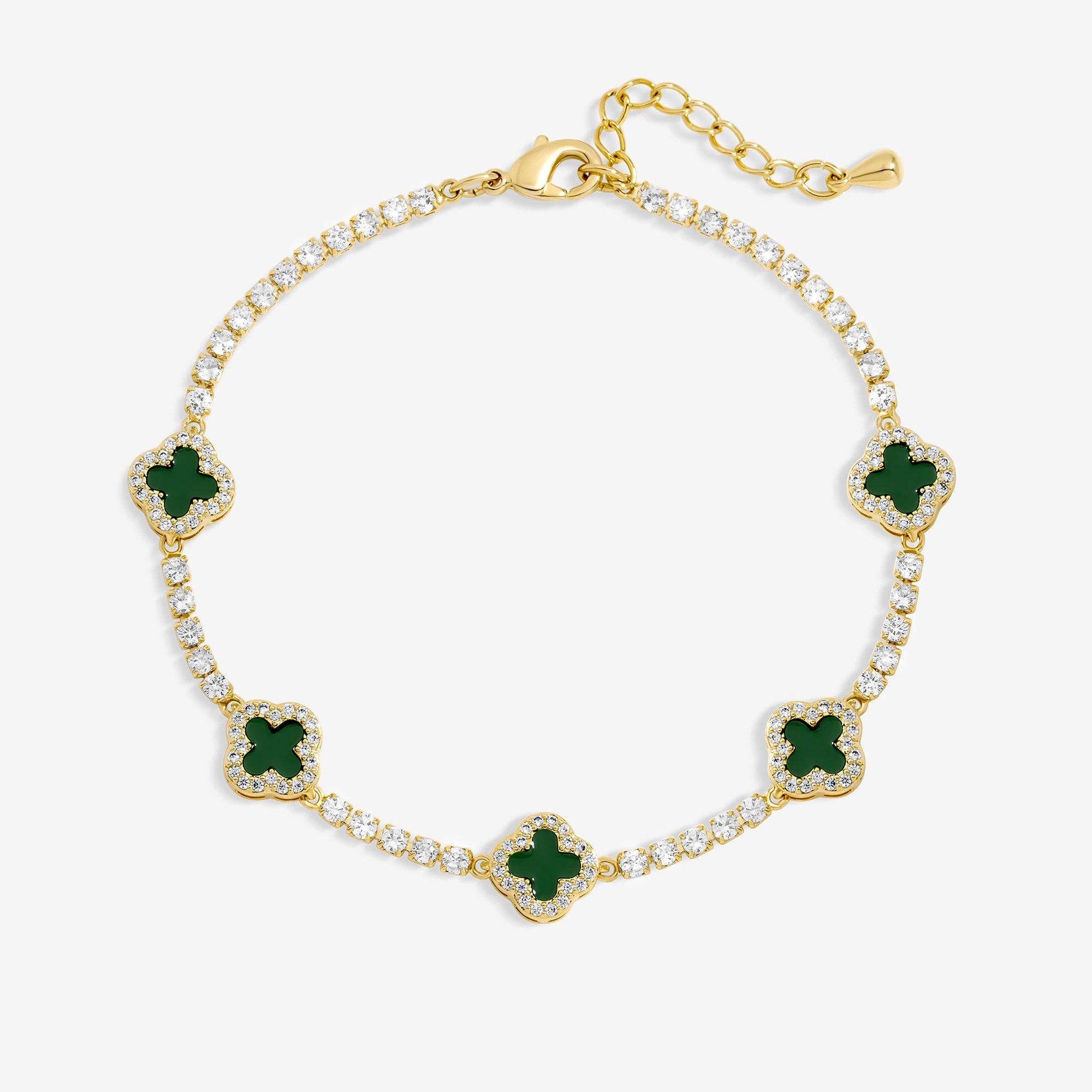 Gold - Jon Richard - Gold Plated and Emerald Clover Bracelet - Gift Box - 2