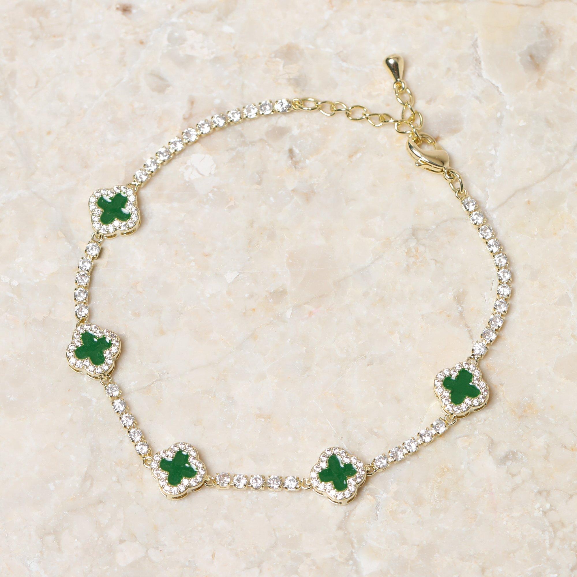 Gold - Jon Richard - Gold Plated and Emerald Clover Bracelet - Gift Box - 3
