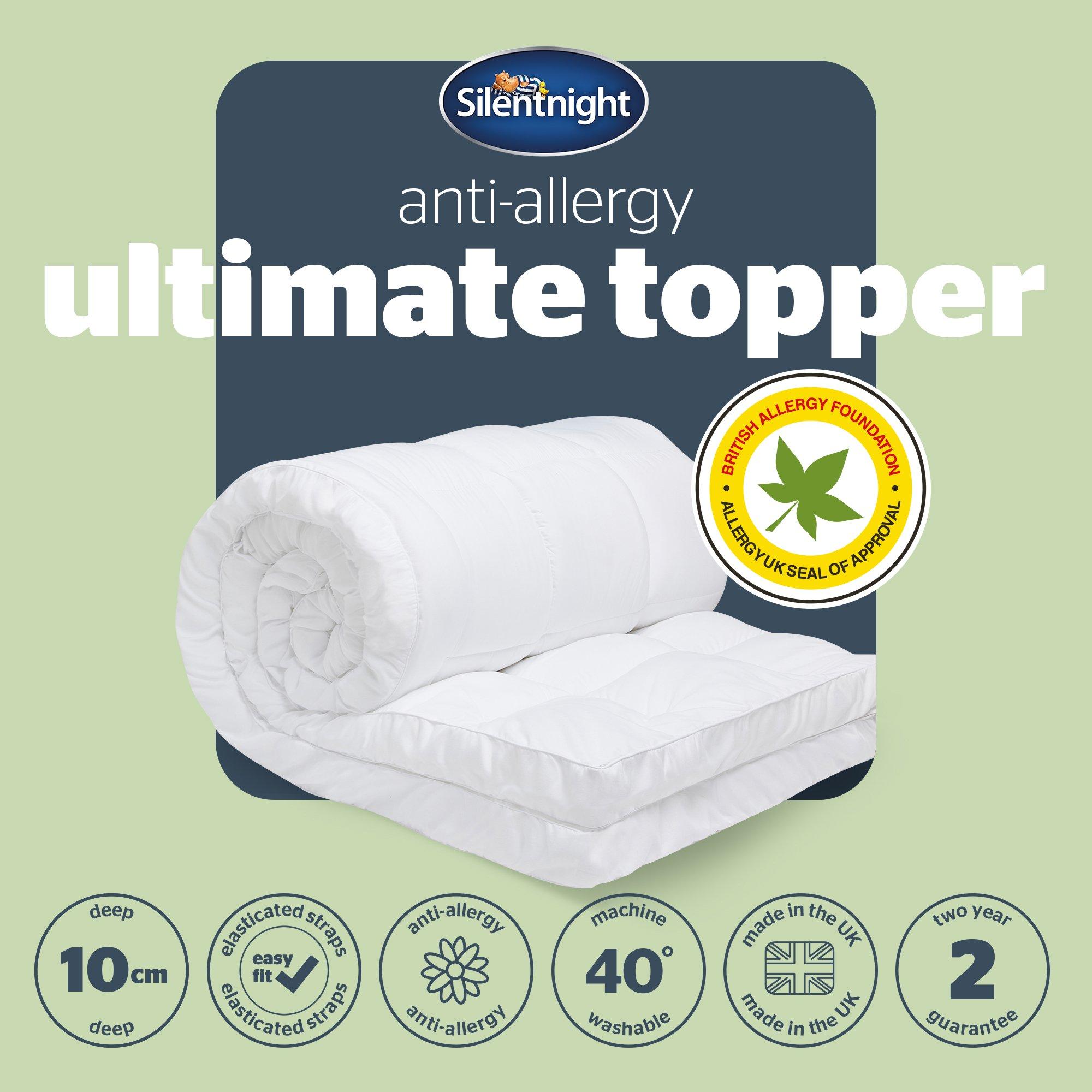 White - Silentnight - Anti-allergy 10cm Ultimate Mattress Topper - 9