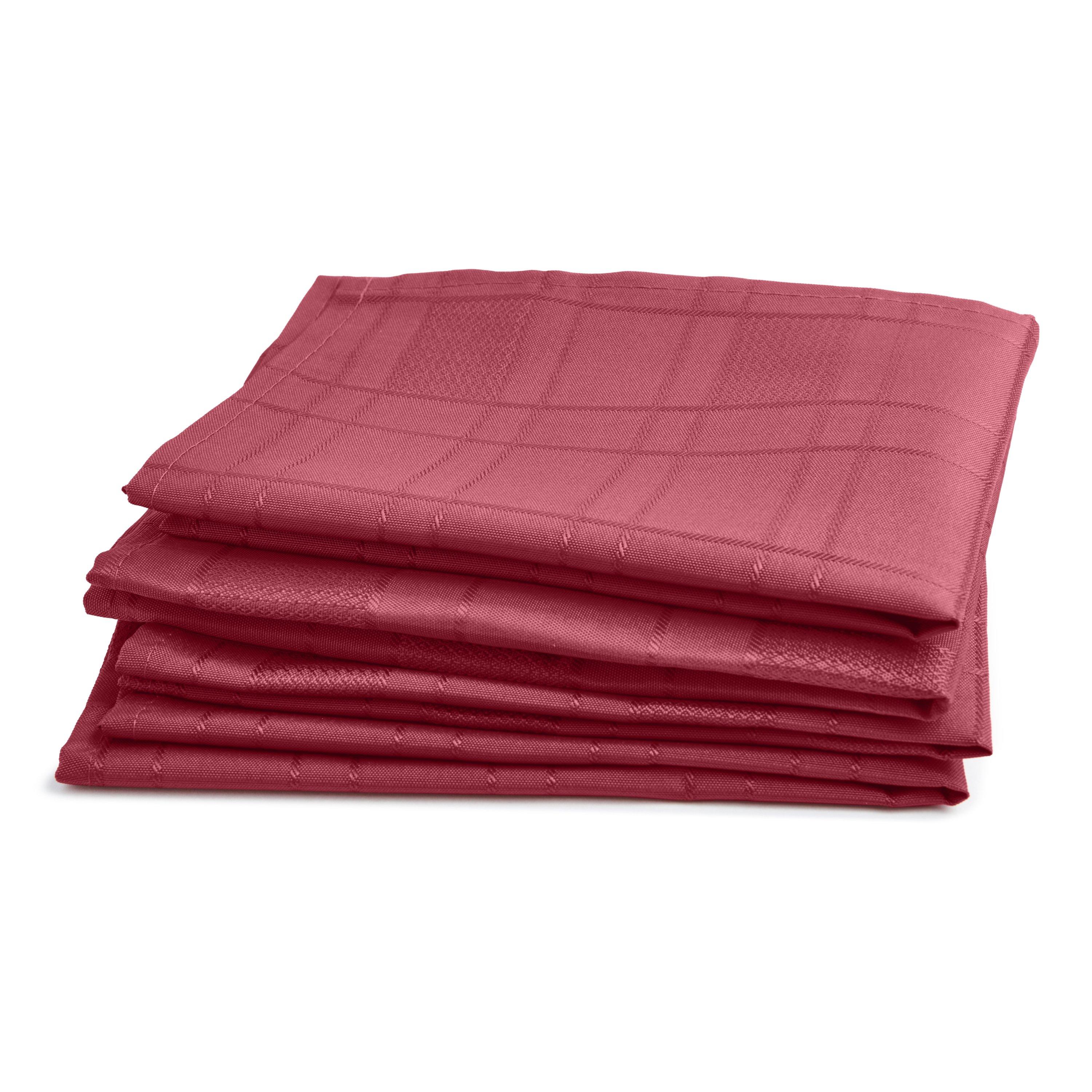 Wine Red - Emma Barclay - Jacquard Napkins Soft Polyester Chequers - 1