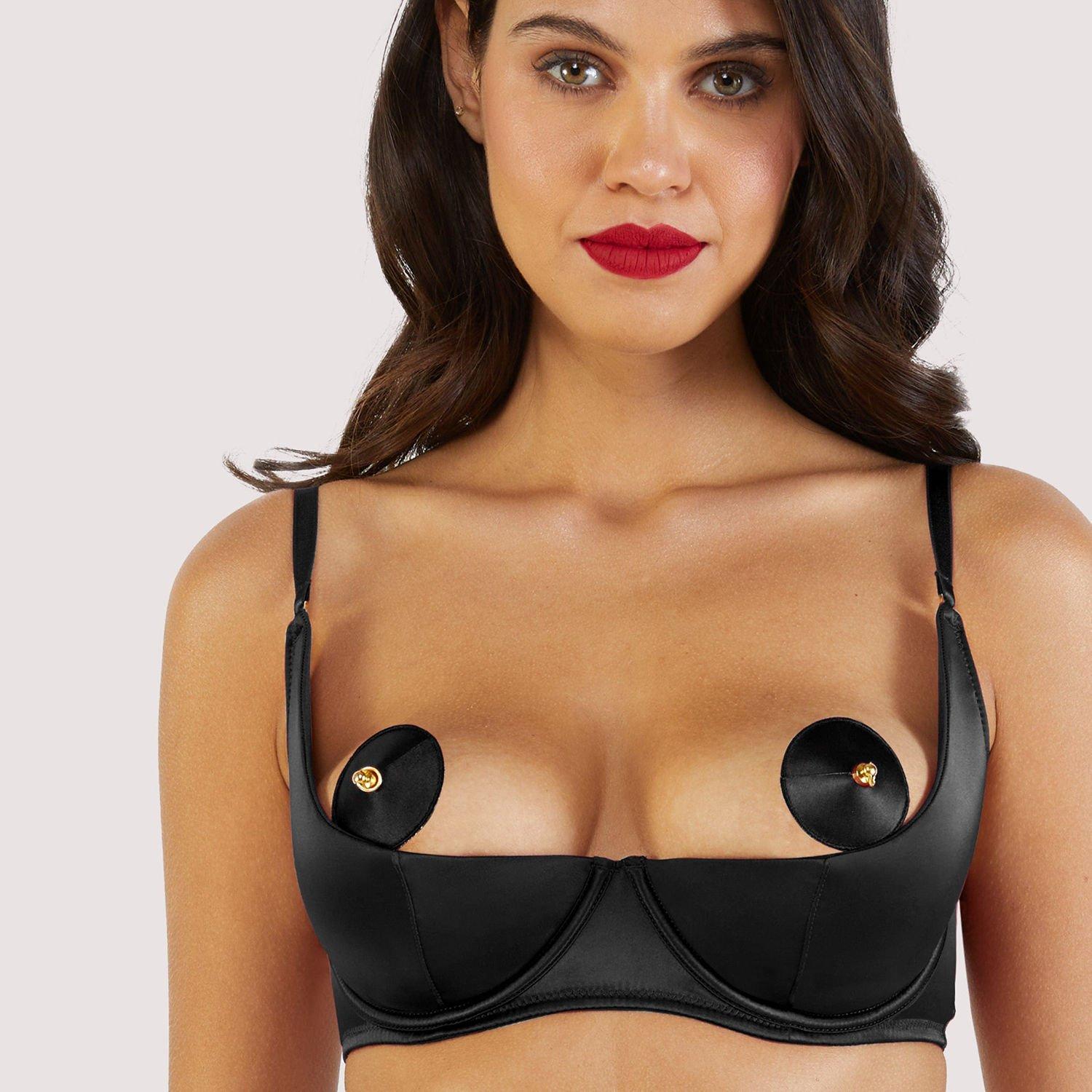 Playful Promises Etta Black Satin Quarter Cup Bra