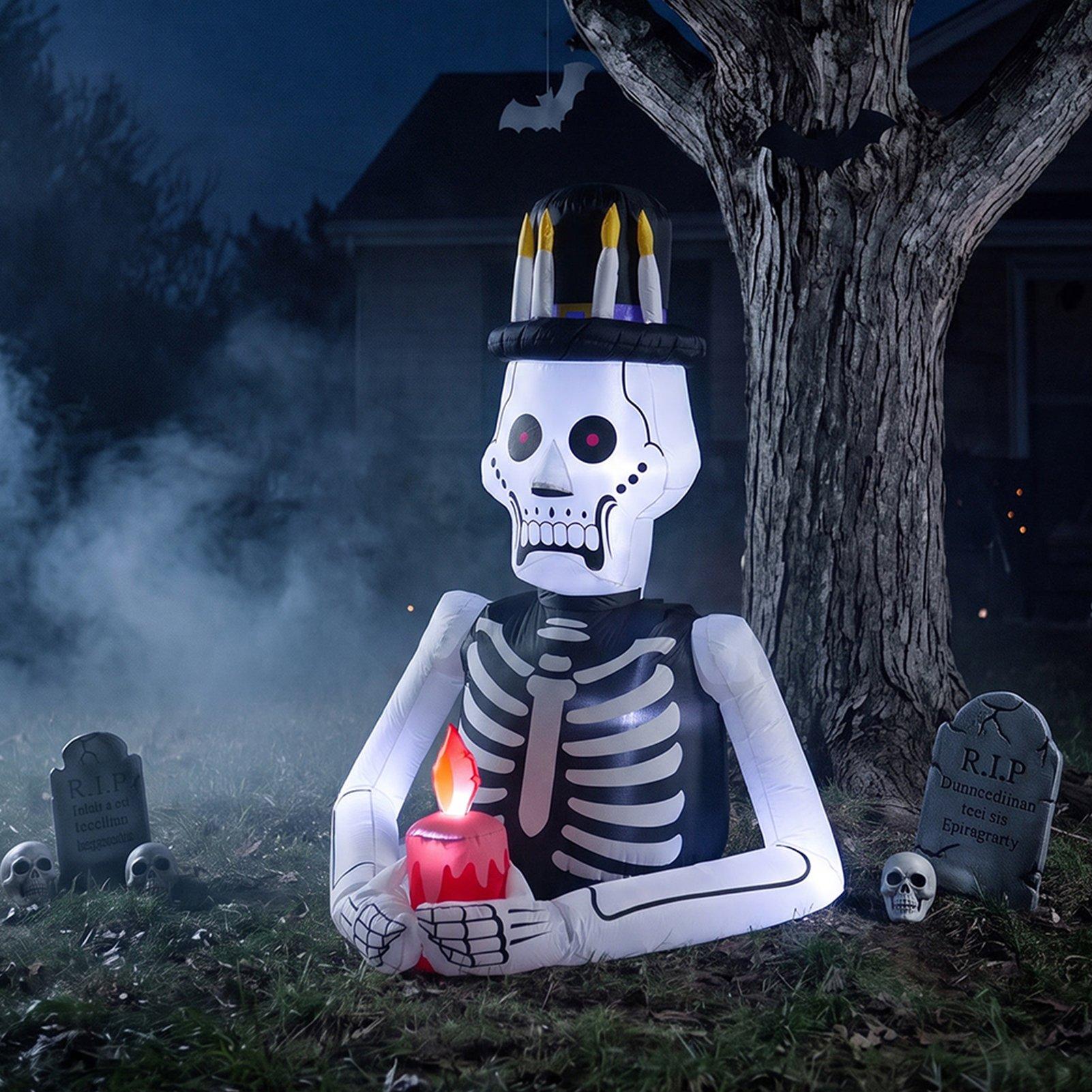 Black/White - LIFE IDEAS - 6.2FT Halloween Inflatable Gentleman Skeleton - 1