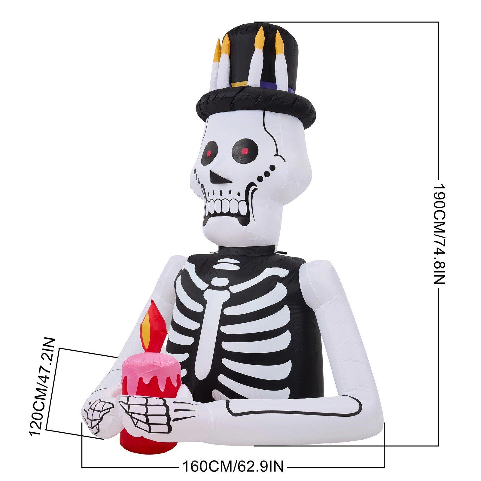 Black/White - LIFE IDEAS - 6.2FT Halloween Inflatable Gentleman Skeleton - 2