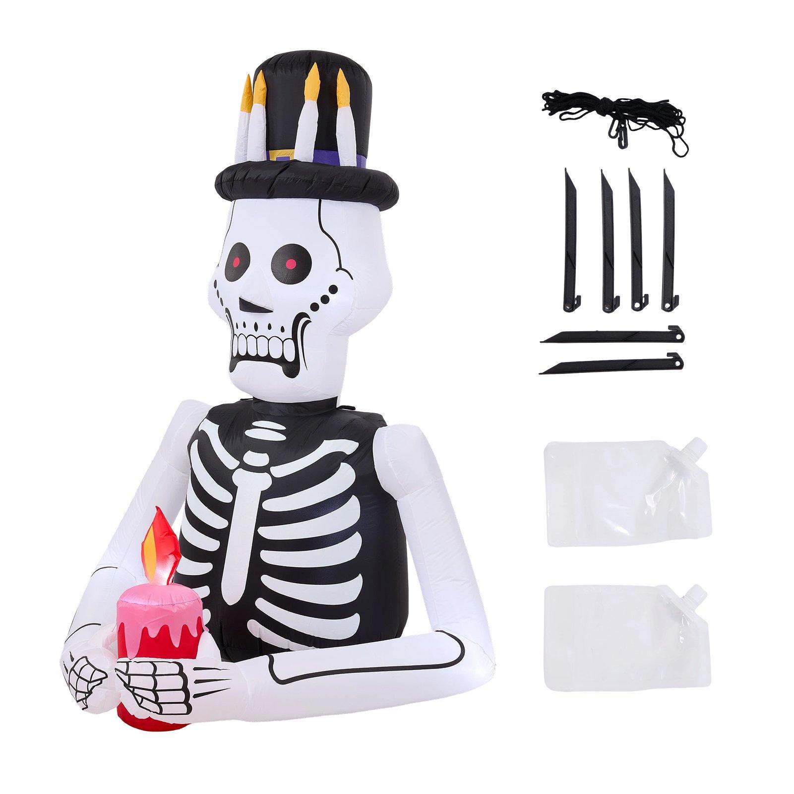 Black/White - LIFE IDEAS - 6.2FT Halloween Inflatable Gentleman Skeleton - 8