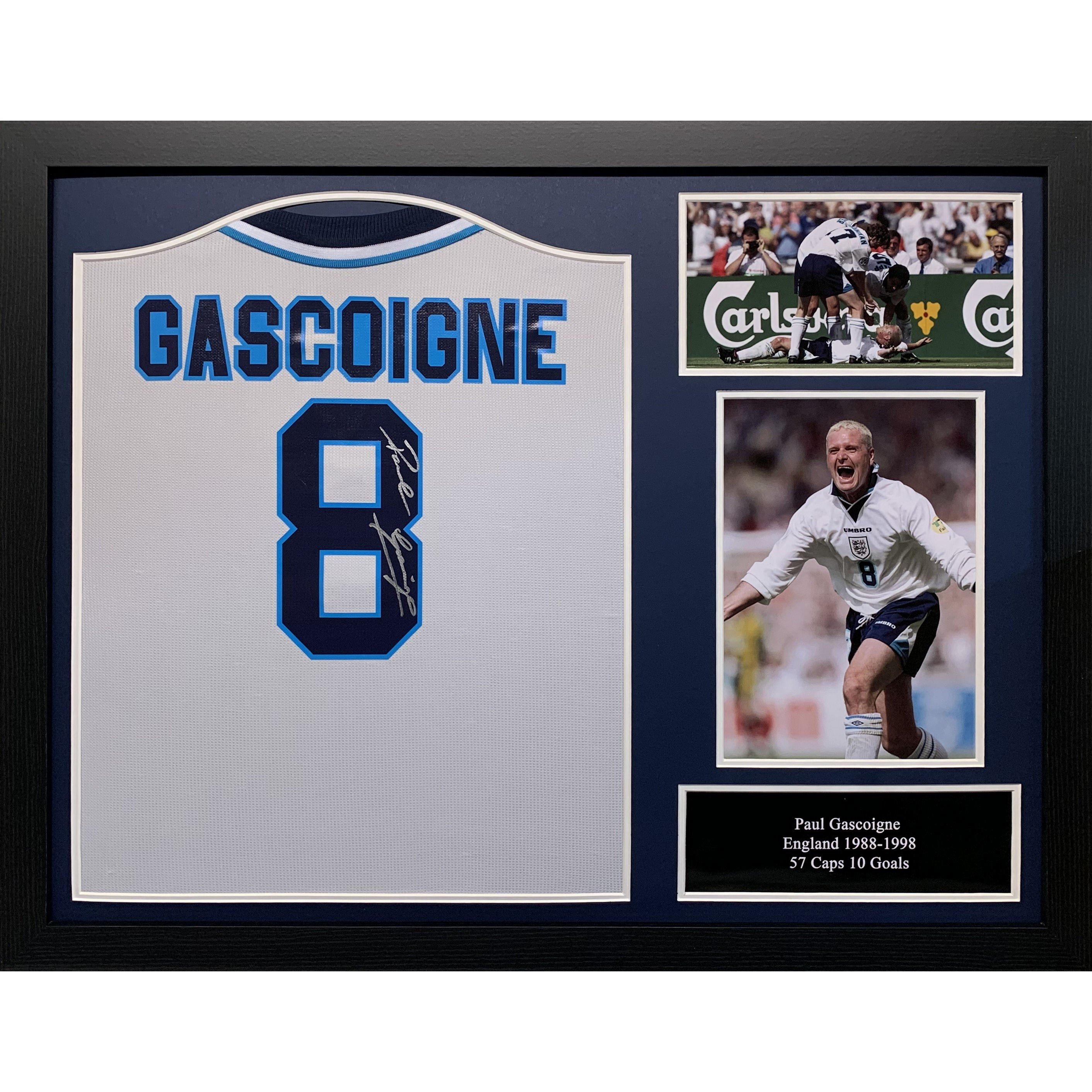 White - AllStarSignings Ltd - Paul Gascoigne signed & framed England Euro 96 shi - 1