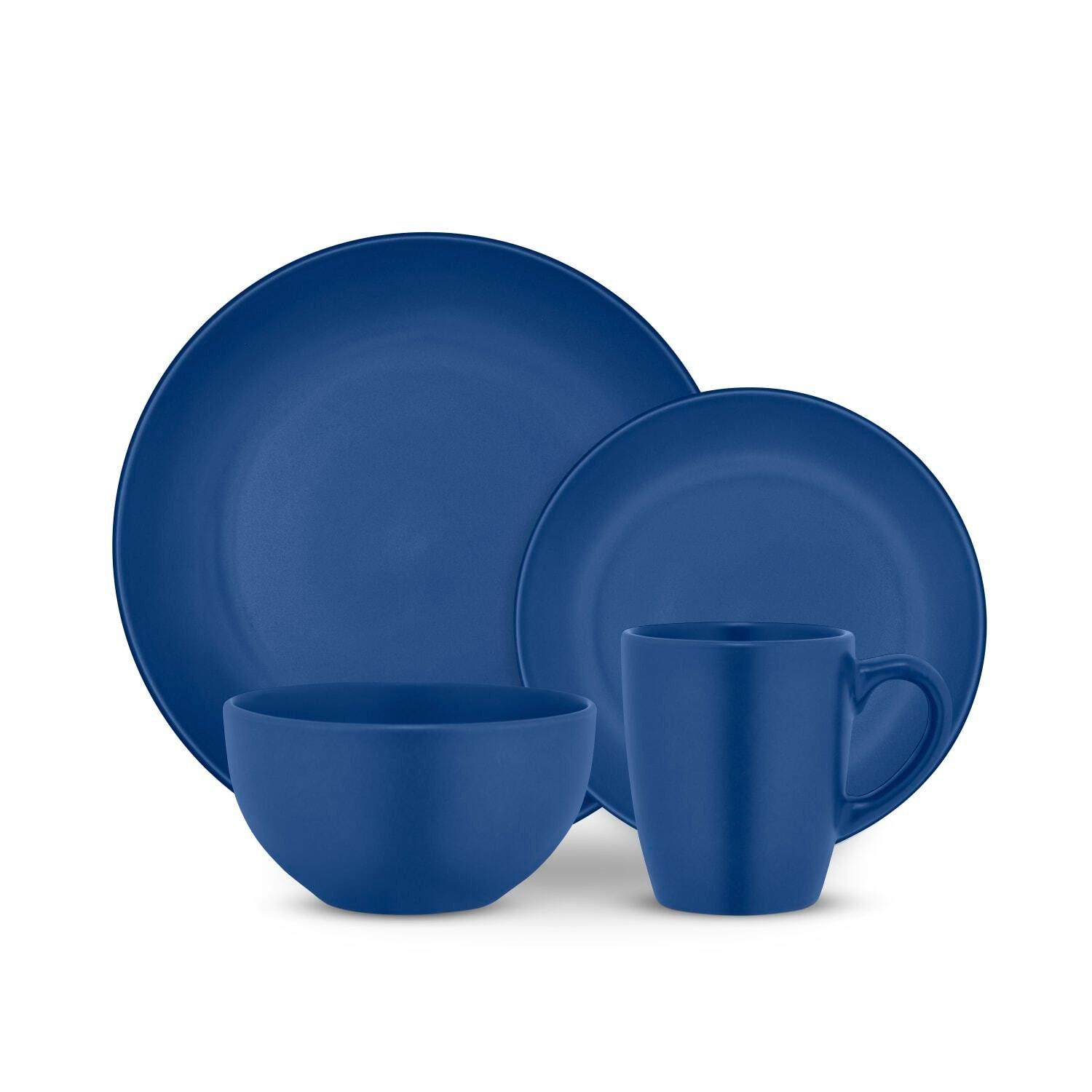 Blue - Tower - Tower 16 Piece Dinner Set Smooth Matte Glaze Finish - 1