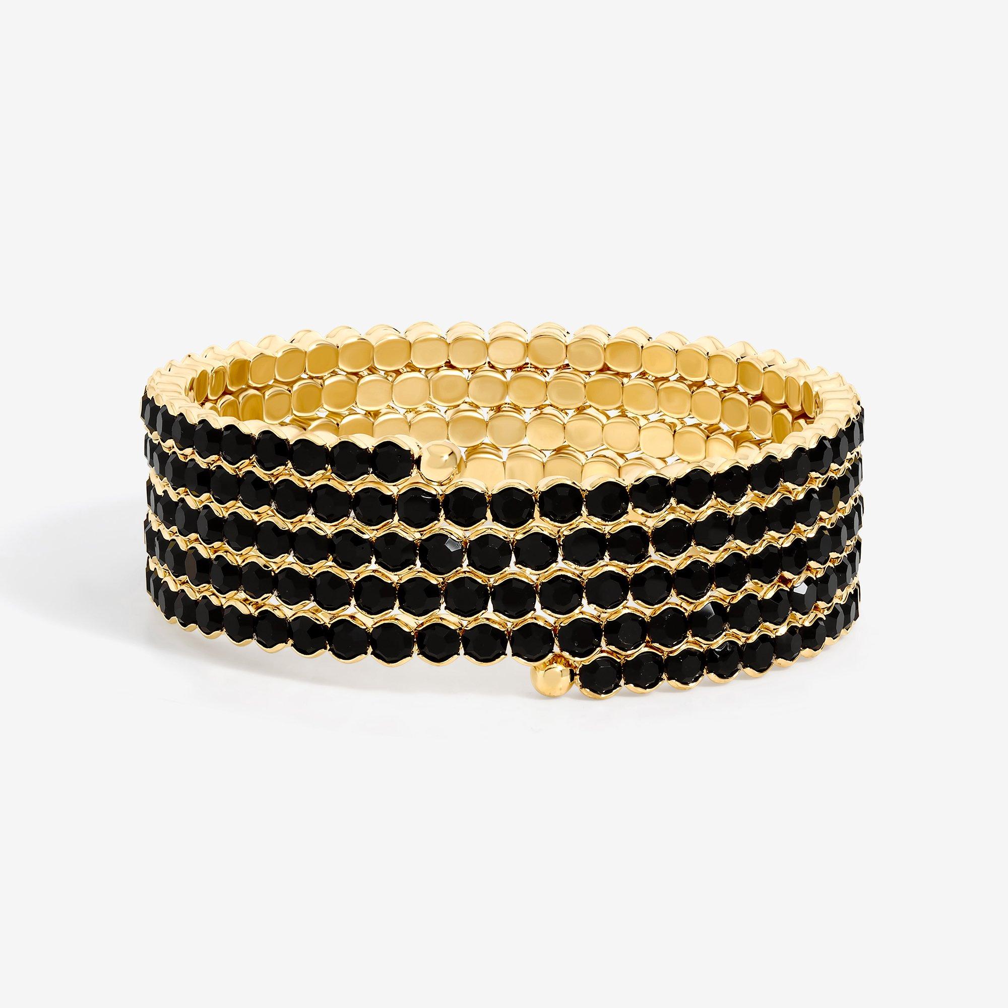 Gold - Mood - Gold Black Round Wrap Cuff Bracelet