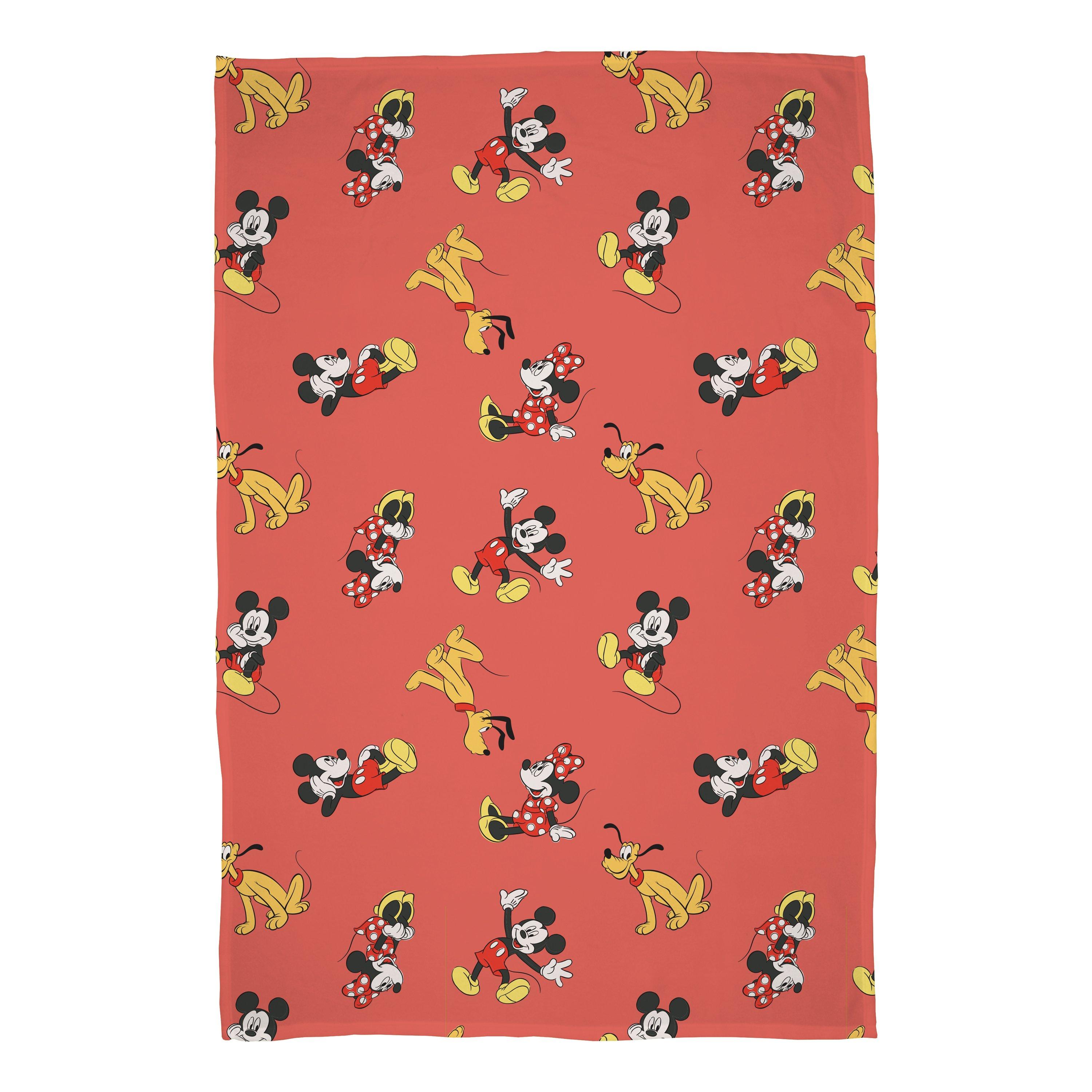 Beige - Mickey Mouse - Disney Mickey and Minnie Ditsy Fleece Blanket - 1