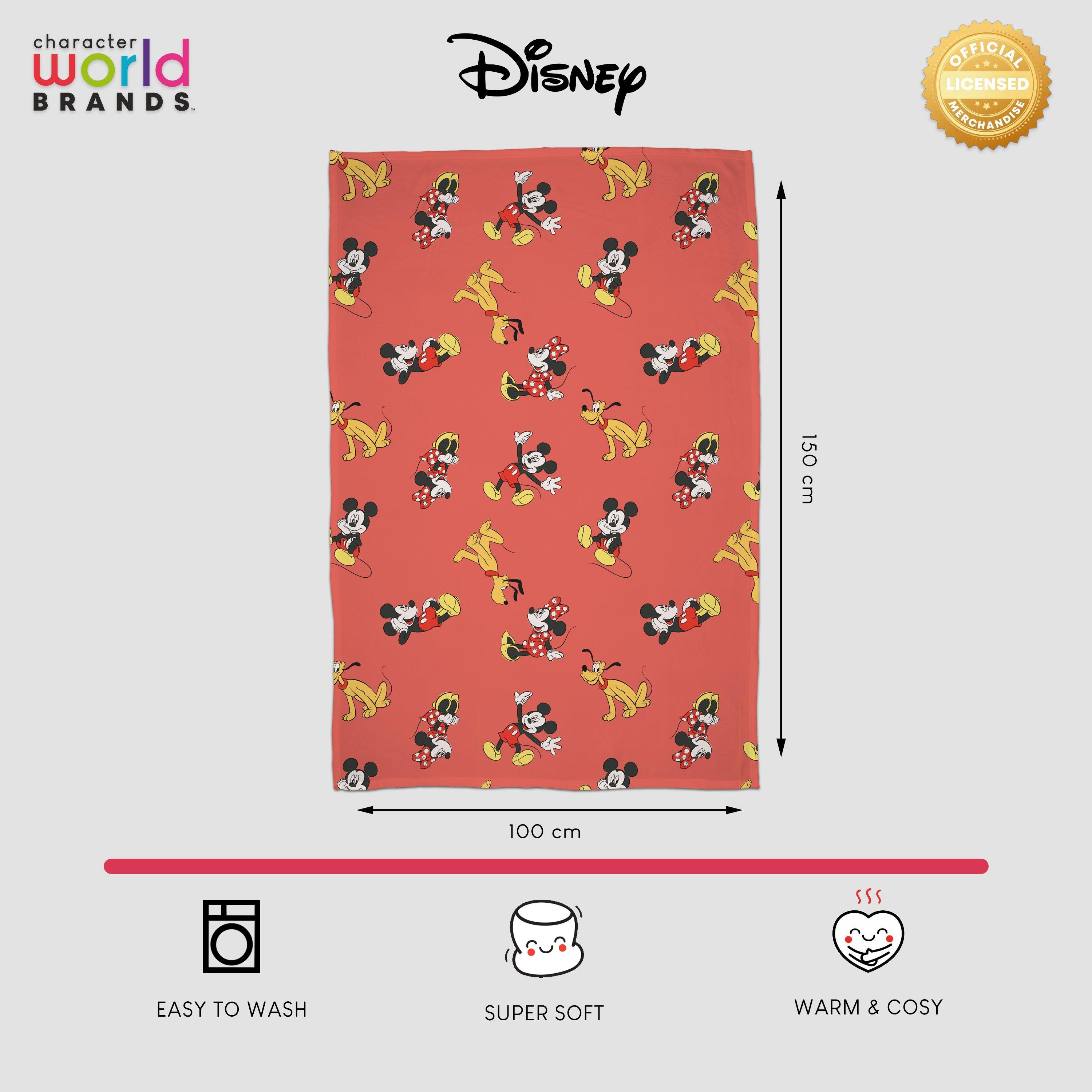Beige - Mickey Mouse - Disney Mickey and Minnie Ditsy Fleece Blanket - 2