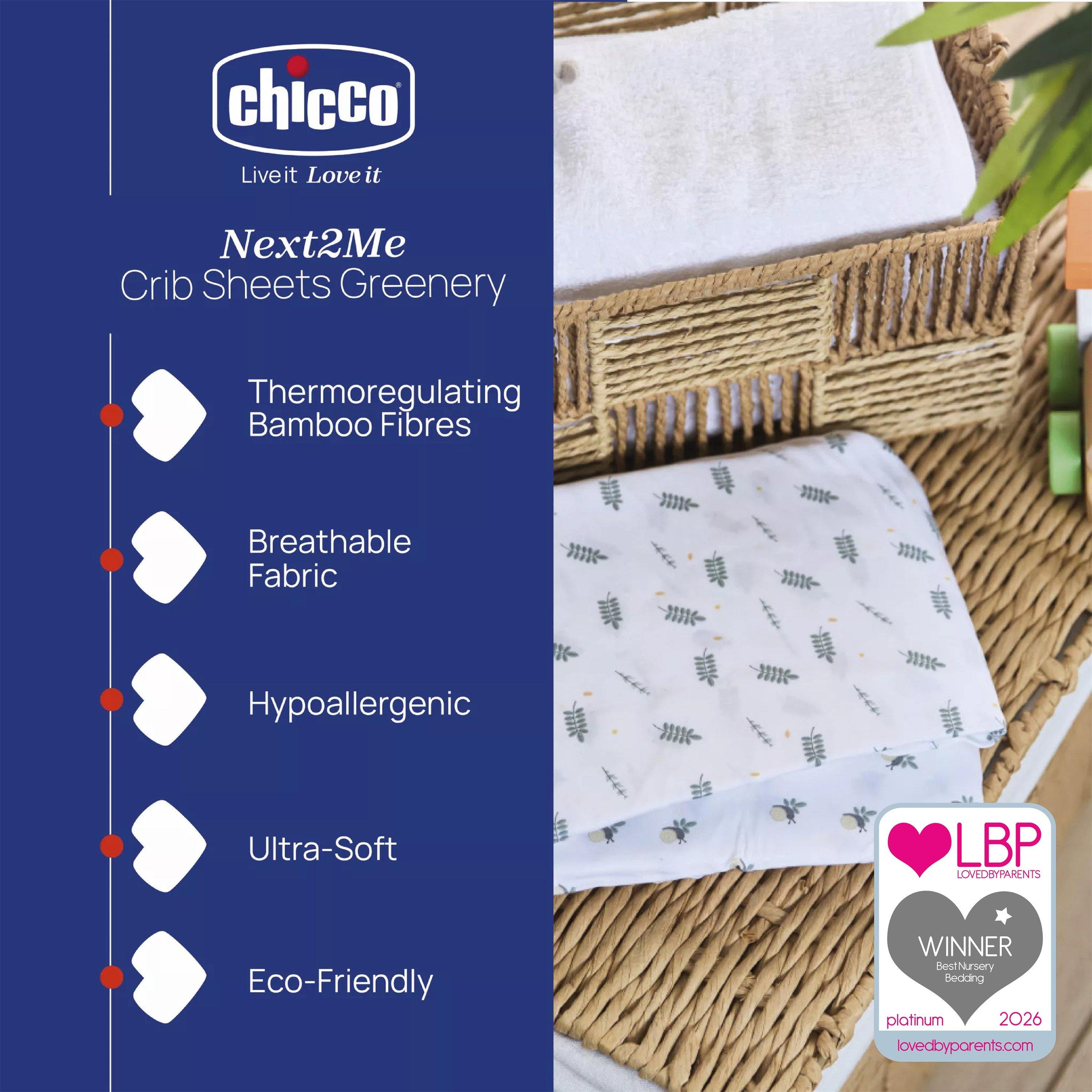 Greenery - Chicco - Next2Me Crib Bamboo Sheets (2 Pack) - 2