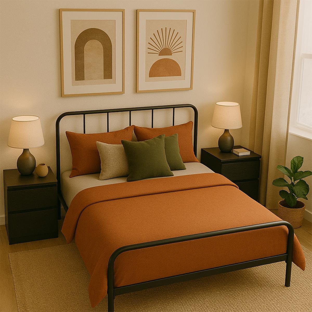 Black - House of Home - King Size Black Metal Bed Frame - Rounded Head - 5