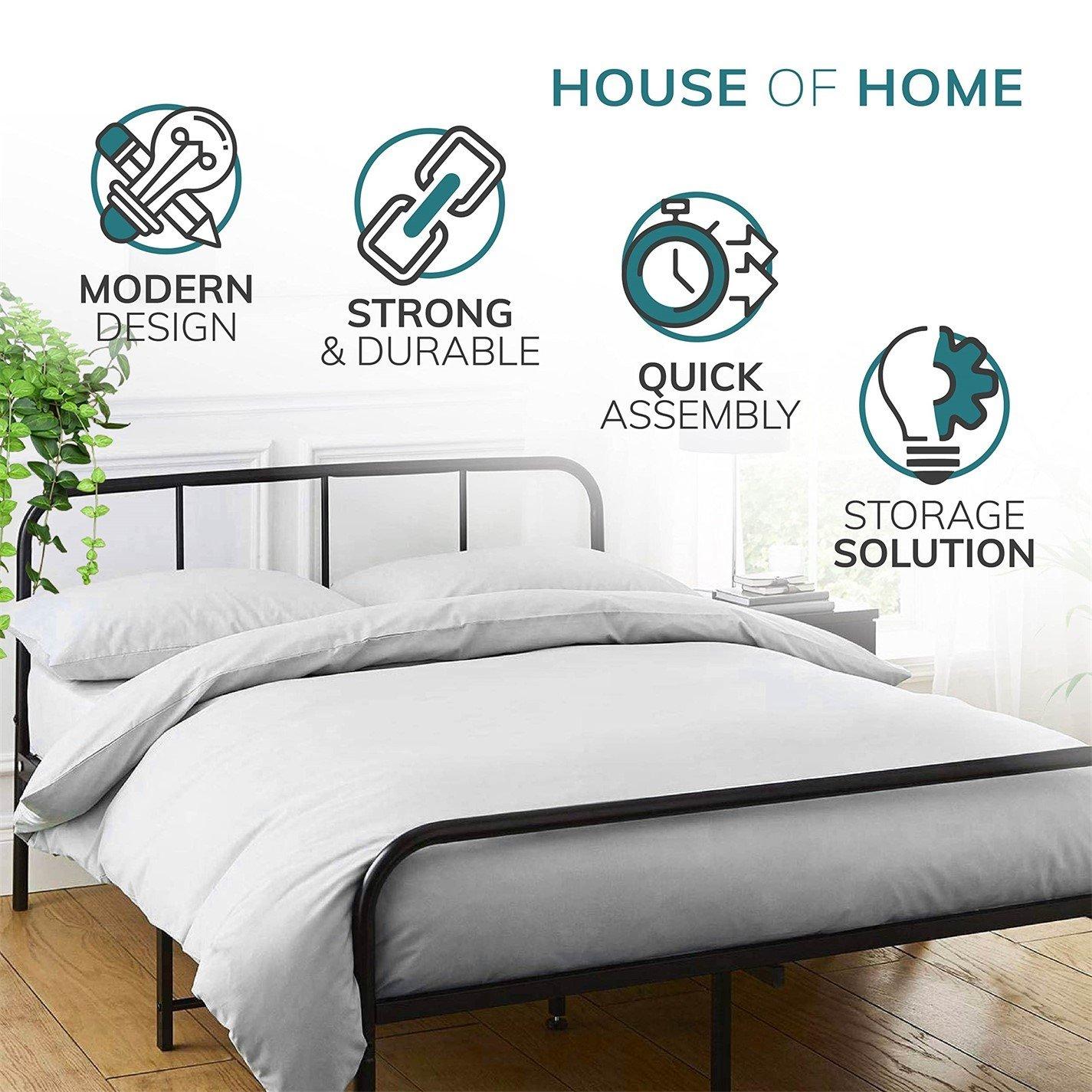 Black - House of Home - King Size Black Metal Bed Frame - Rounded Head - 6