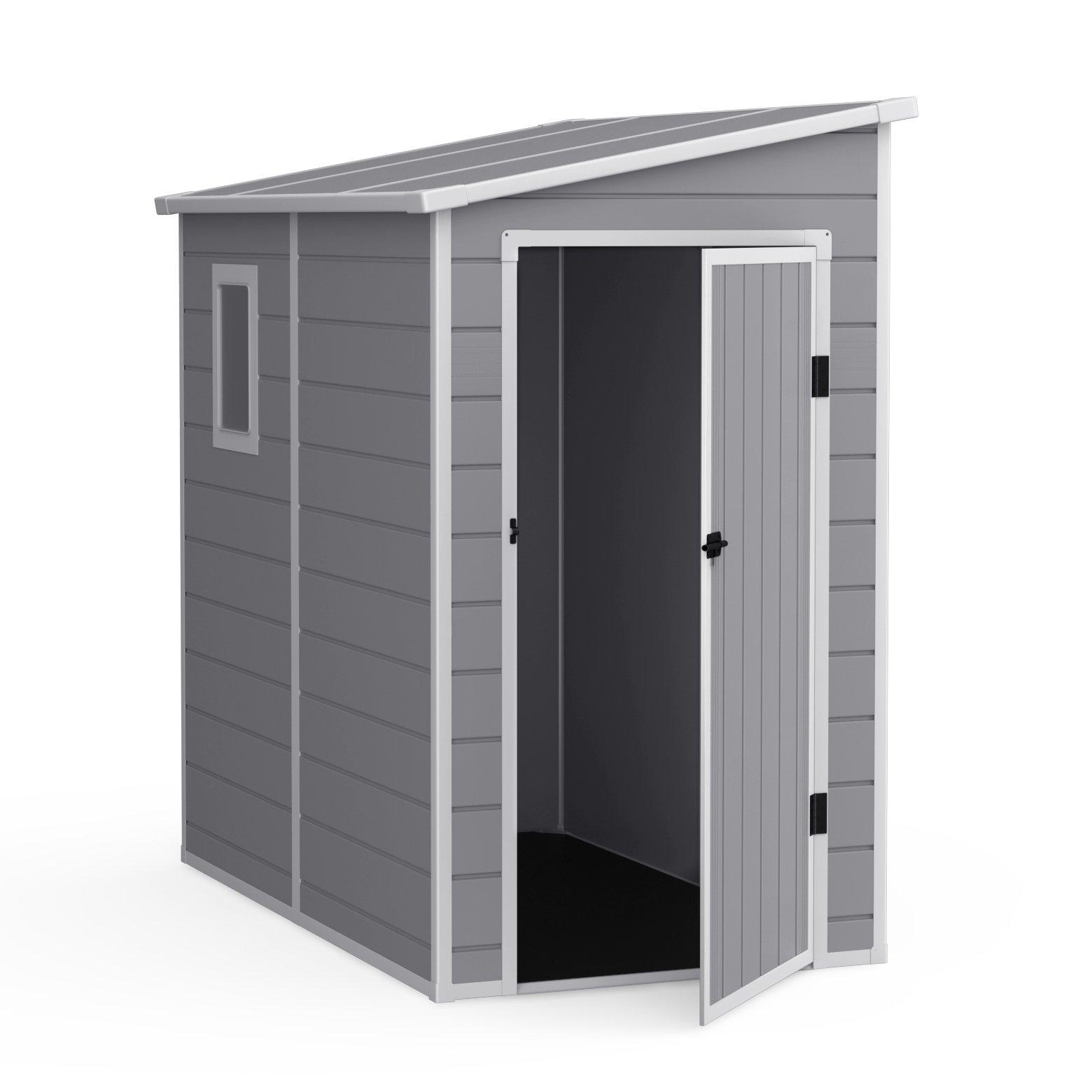 Light Grey - Store More - Lotus Veritas Lean To Plastic Shed With Floor - 3