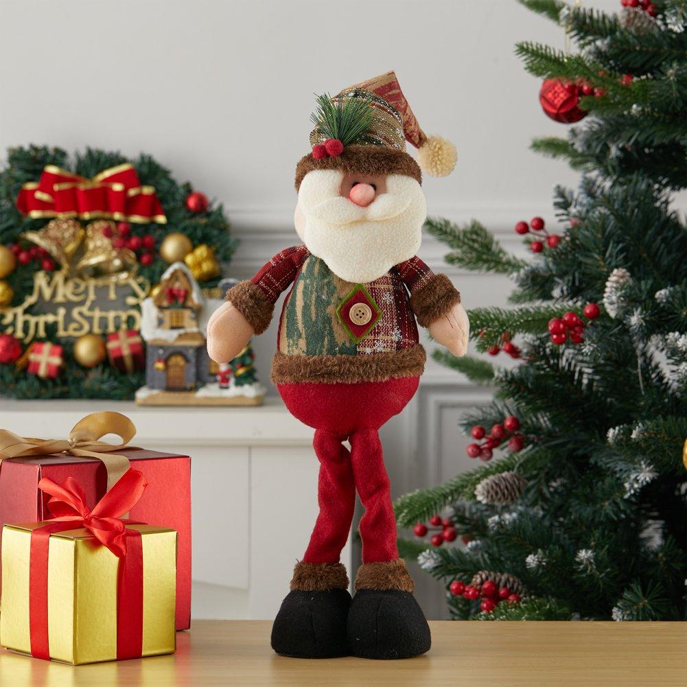 Brown And Red - LIFE IDEAS - Standing Santa Plush Doll Ornament - 2