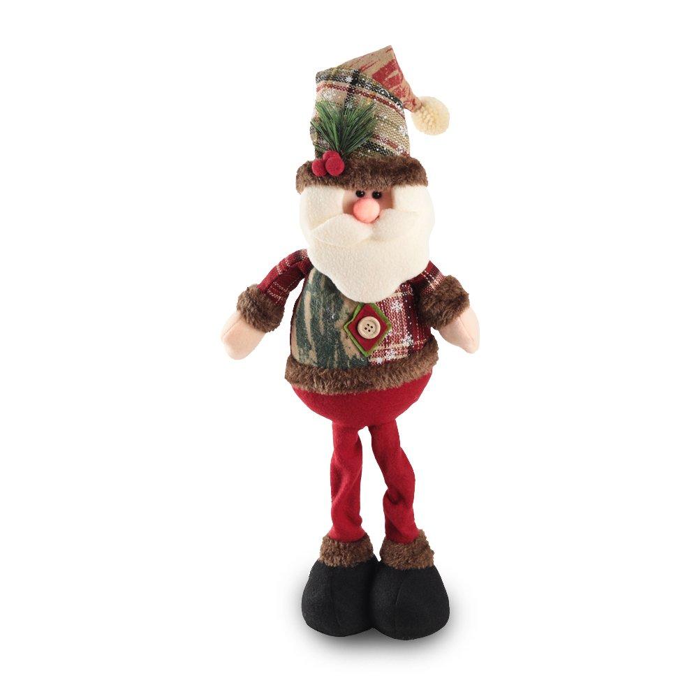 Brown And Red - LIFE IDEAS - Standing Santa Plush Doll Ornament - 3