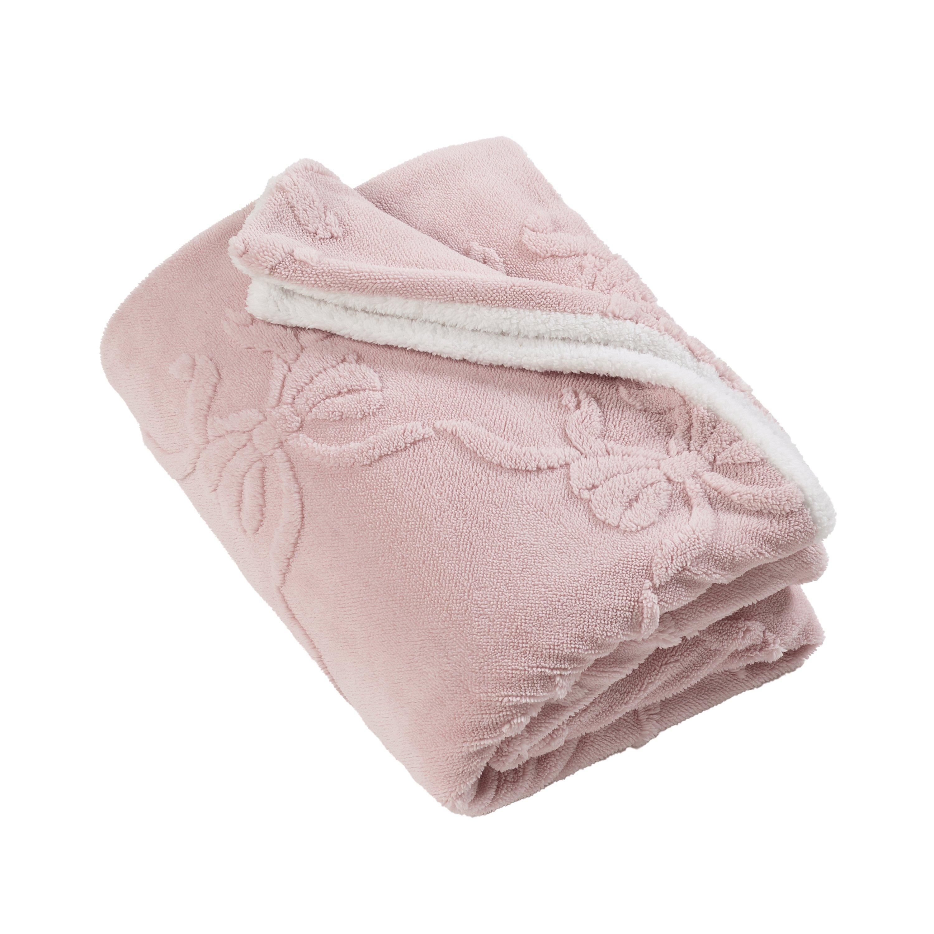 Pink - Catherine Lansfield - Carved Bow Cosy Fleece Blanket Throw - 4