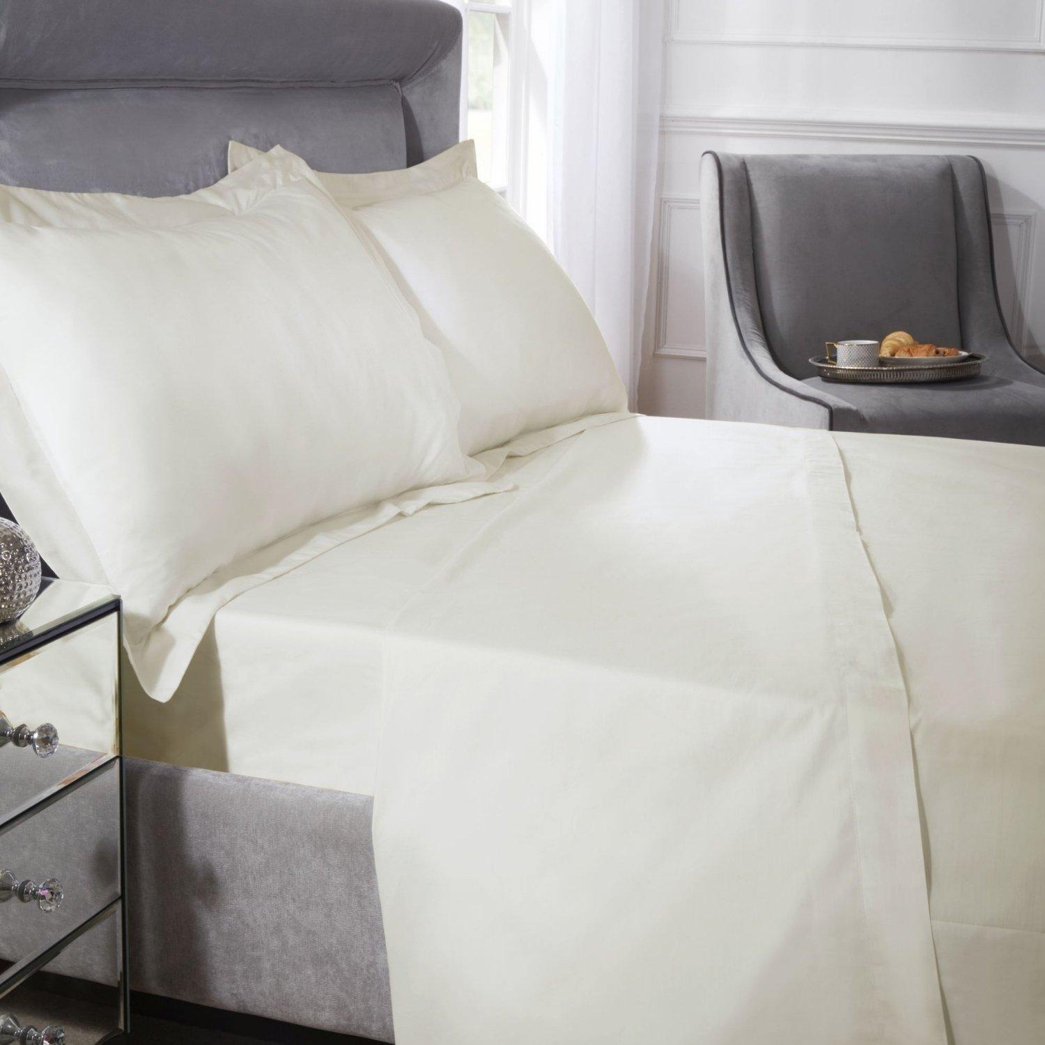 Cream - Emma Barclay - Flat Sheet 400 Thread Count Cotton Sateen - 1