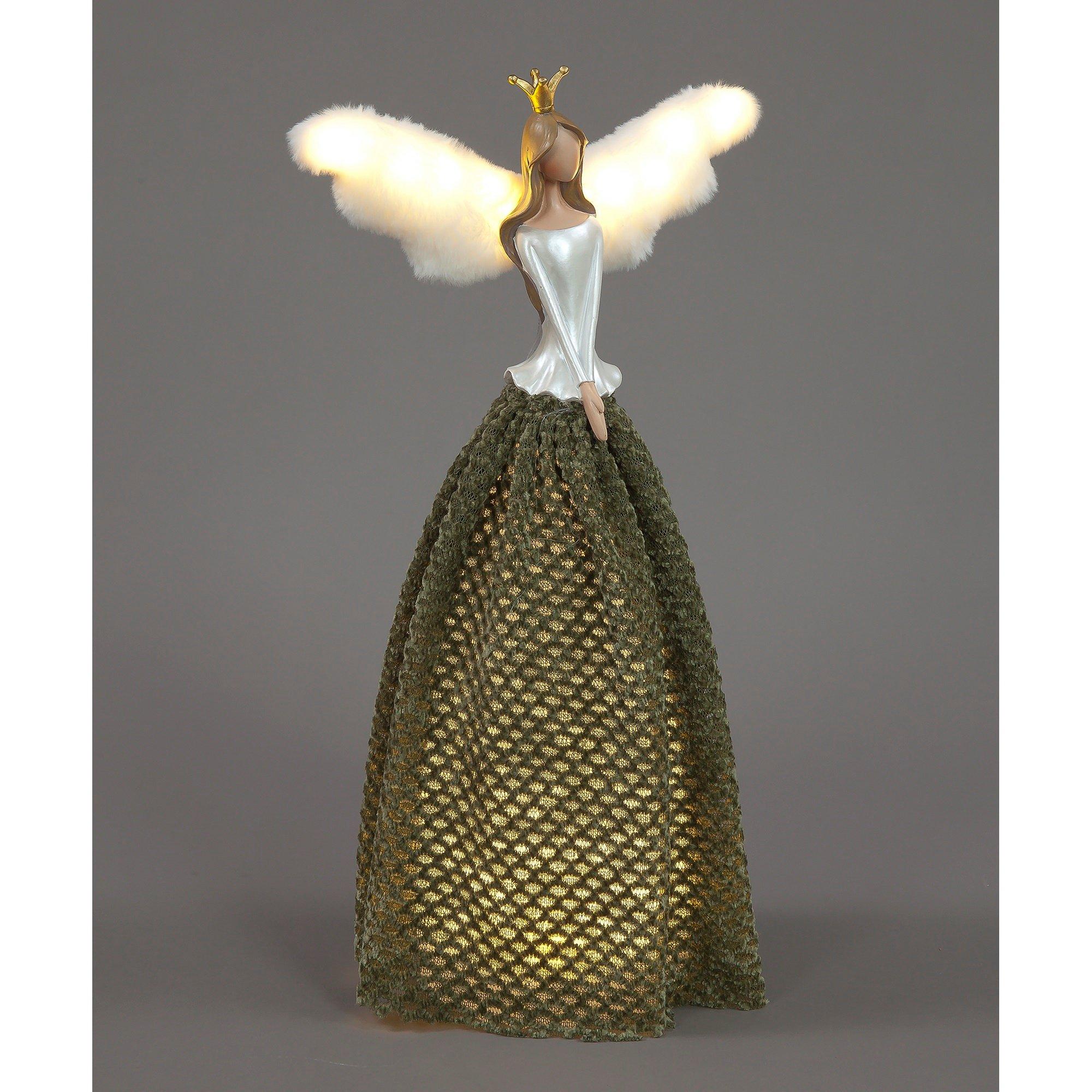 Green - Snowtime - LED Lit Christmas Angel