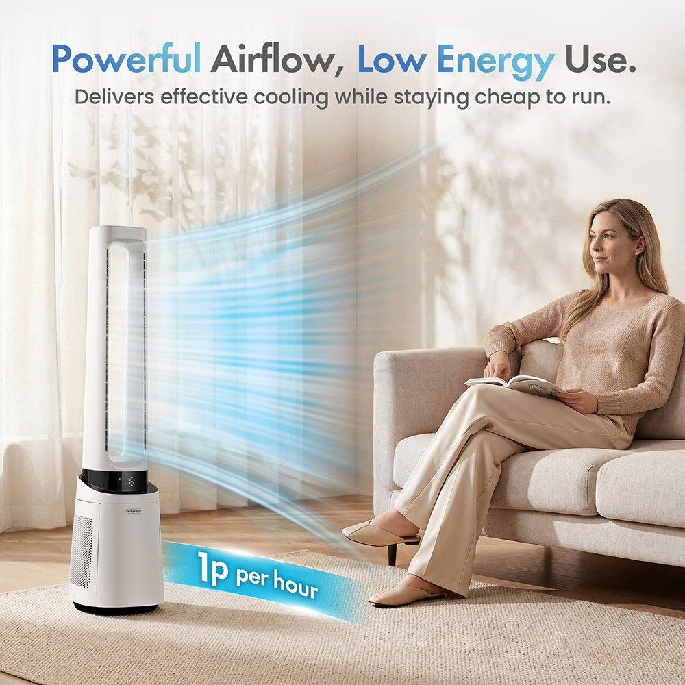 White - VonHaus - VonHaus - 40-inch Bladeless Fan with Wi-Fi & HEPA - 5