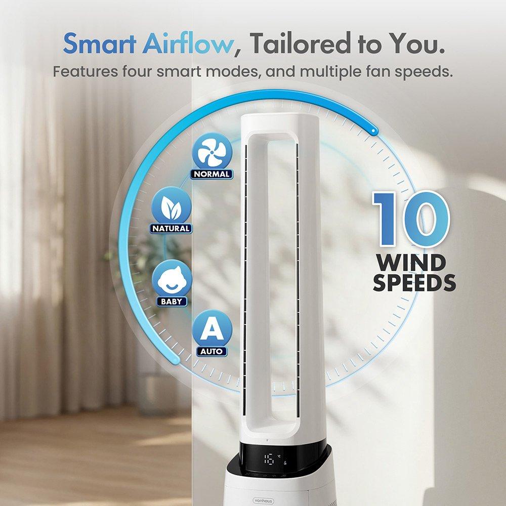 White - VonHaus - VonHaus - 40-inch Bladeless Fan with Wi-Fi & HEPA - 8