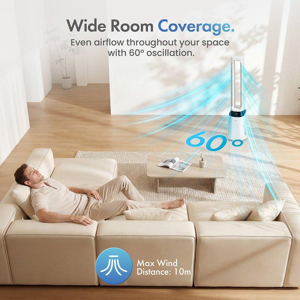 White - VonHaus - VonHaus - 40-inch Bladeless Fan with Wi-Fi & HEPA - 10