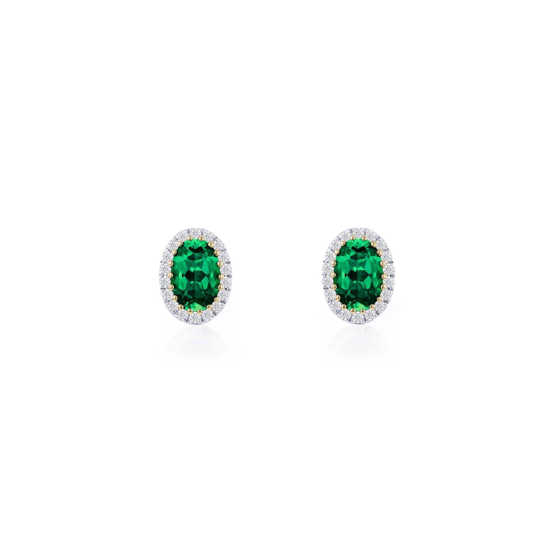 Yellow Gold - Be You - 9ct Gold Lab Created Diamonds & Emerald Earring - 1