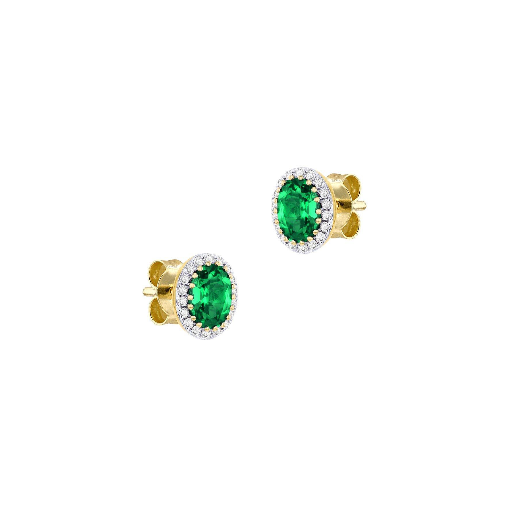 Yellow Gold - Be You - 9ct Gold Lab Created Diamonds & Emerald Earring - 2