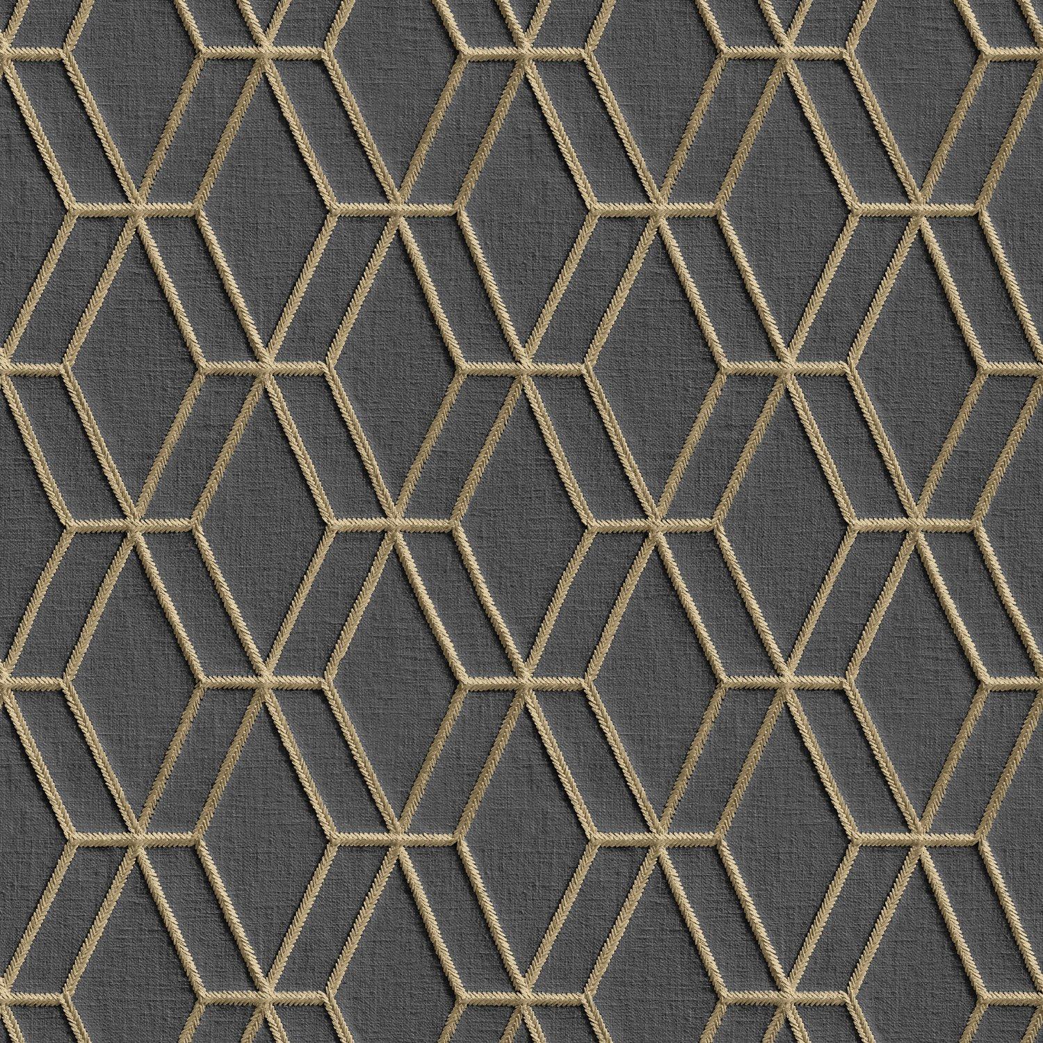 Black - Design ID - DID Embroidery Stitch Diamond Black & Gold Wallpap - 2