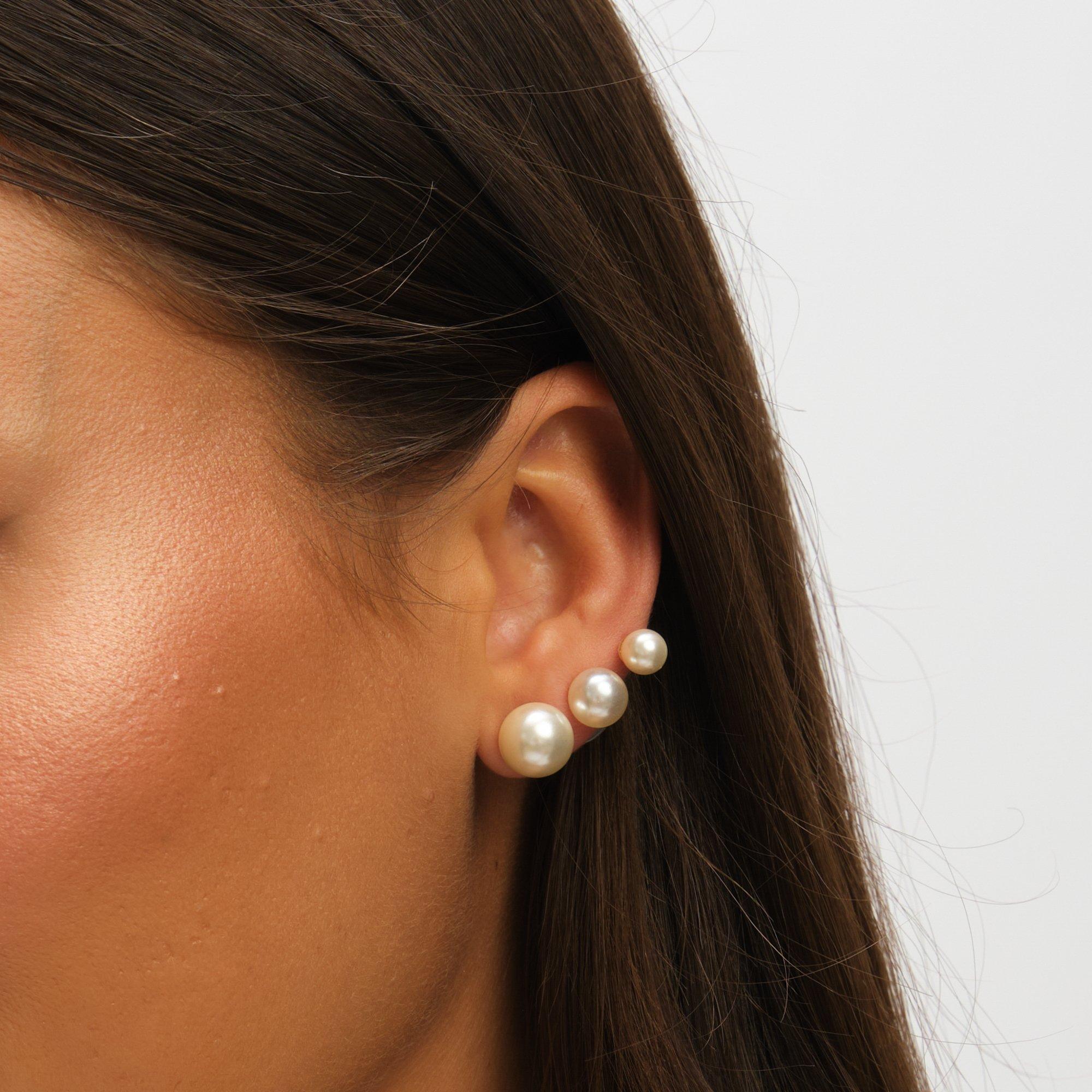 Silver - Mood - Pearl Stud Earrings - Pack of 3 - 2