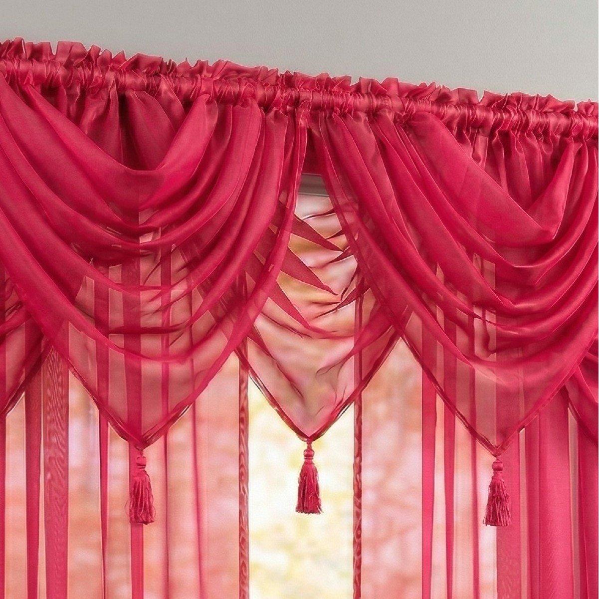 Cerise - Alan Symonds - Plain Voile Swag Set of 5 - 2