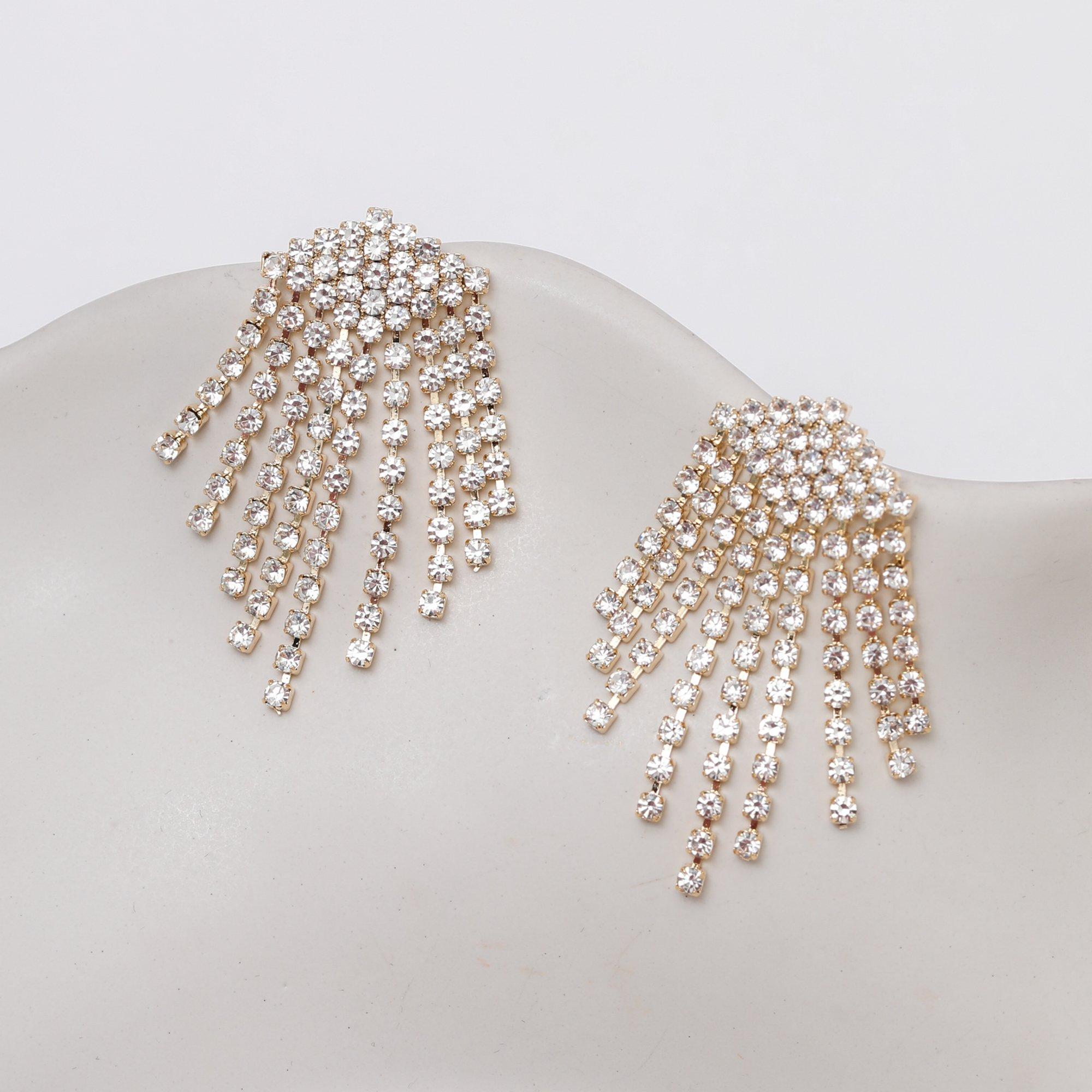 Gold - Mood - Gold Crystal Chandelier Mini Drop Earrings - 3