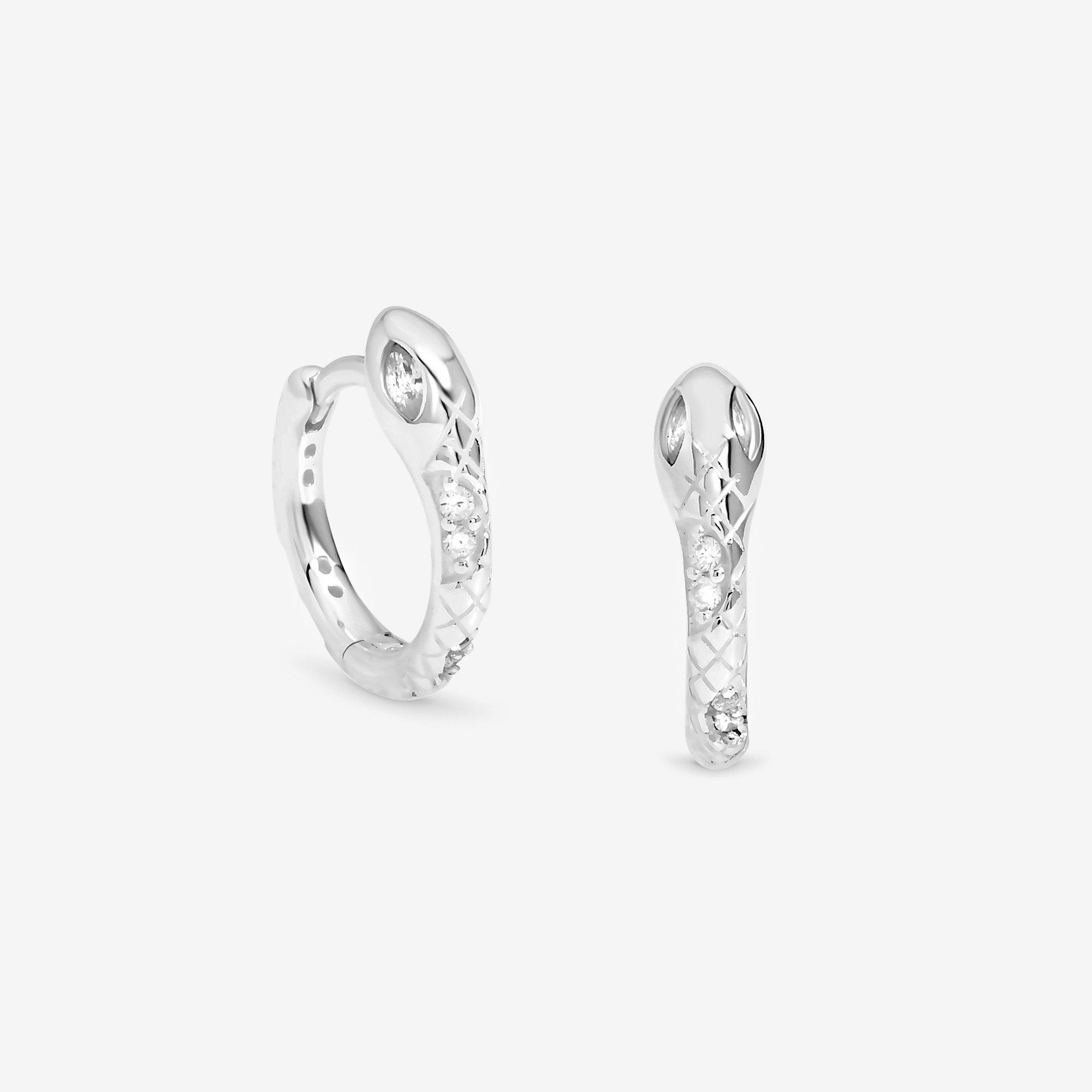 Simply Women's Sterling 925 Textured Snake Huggie Hoops Silver