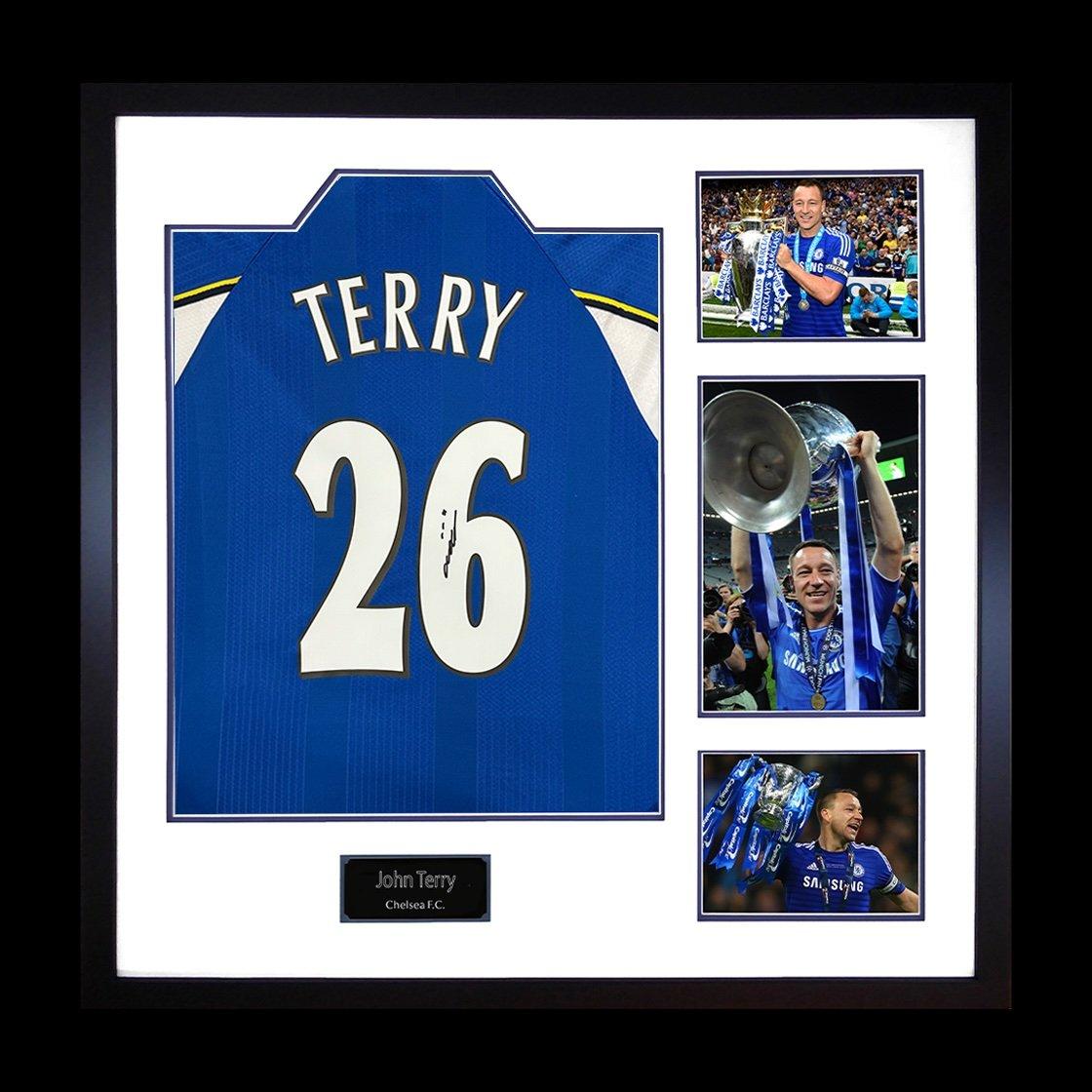 The Fan Cave  John Terry Signed Chelsea Shirt Elite Frame - Blue - 820x820mm