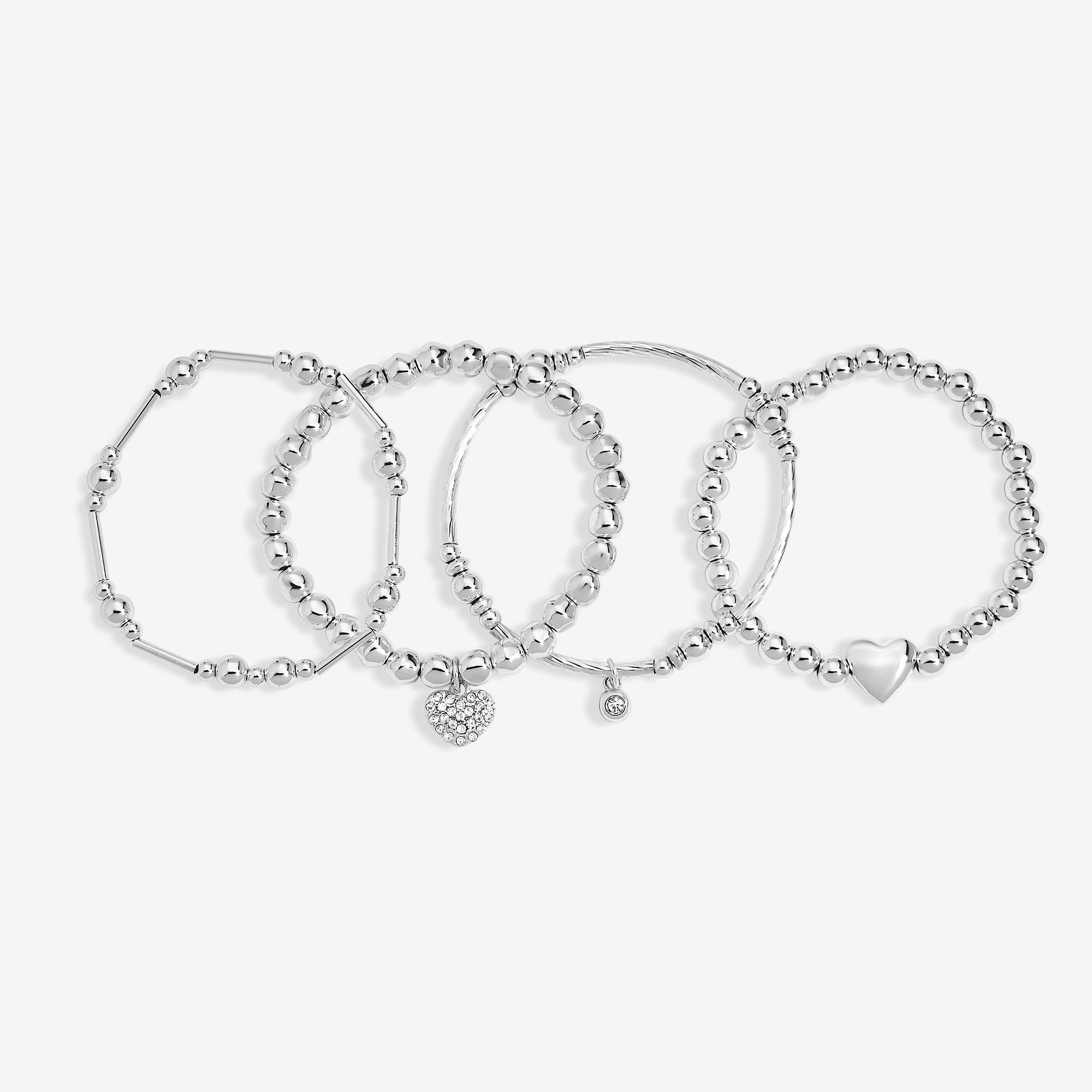 Gold - Mood - Silver Crystal Heart Bracelets - 4 Pack