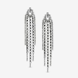 Mood Hematite Crystal Multi Strand Long Earrings