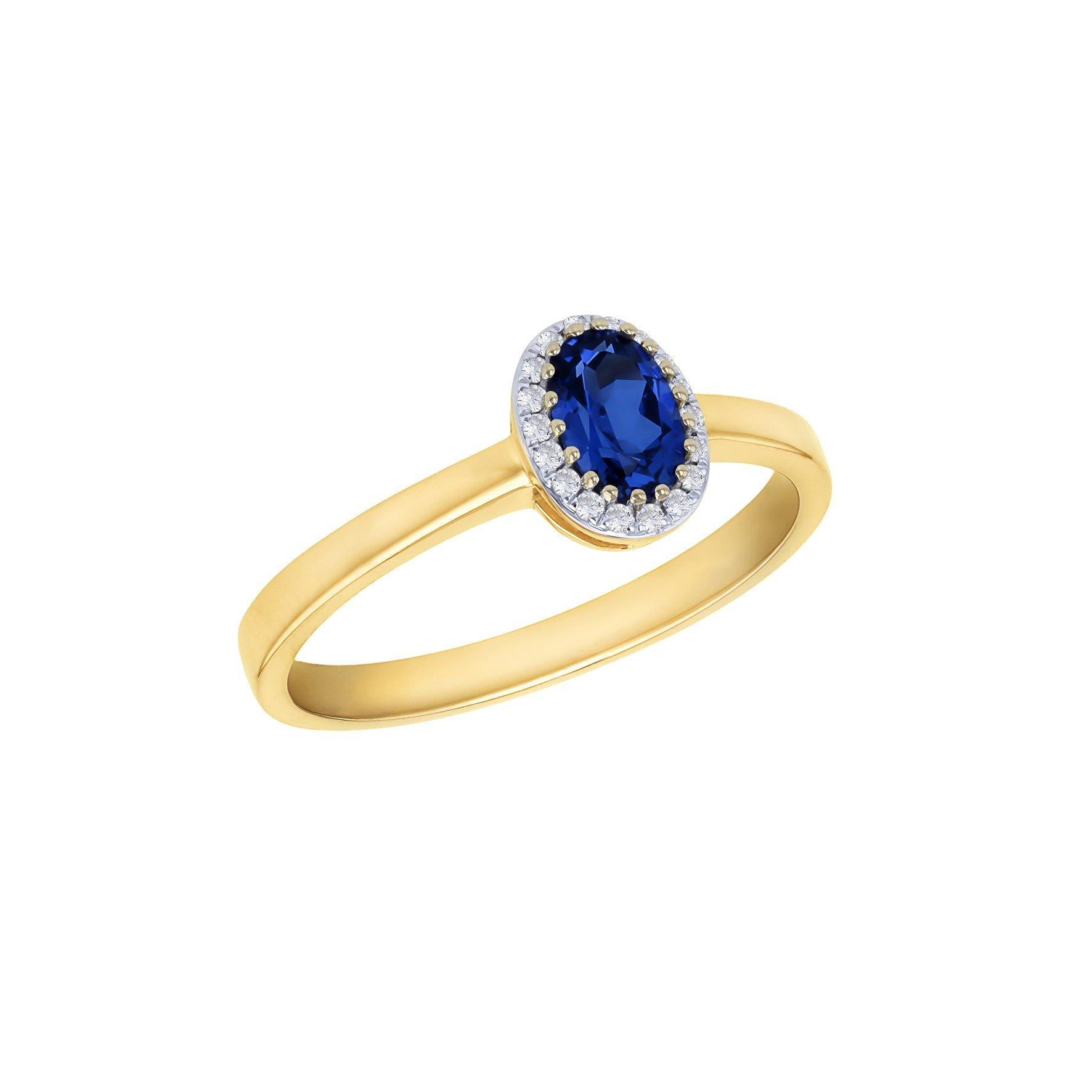 Yellow Gold - Be You - 9ct Gold Lab Created Diamonds & Oval Sapphire Ring - 1