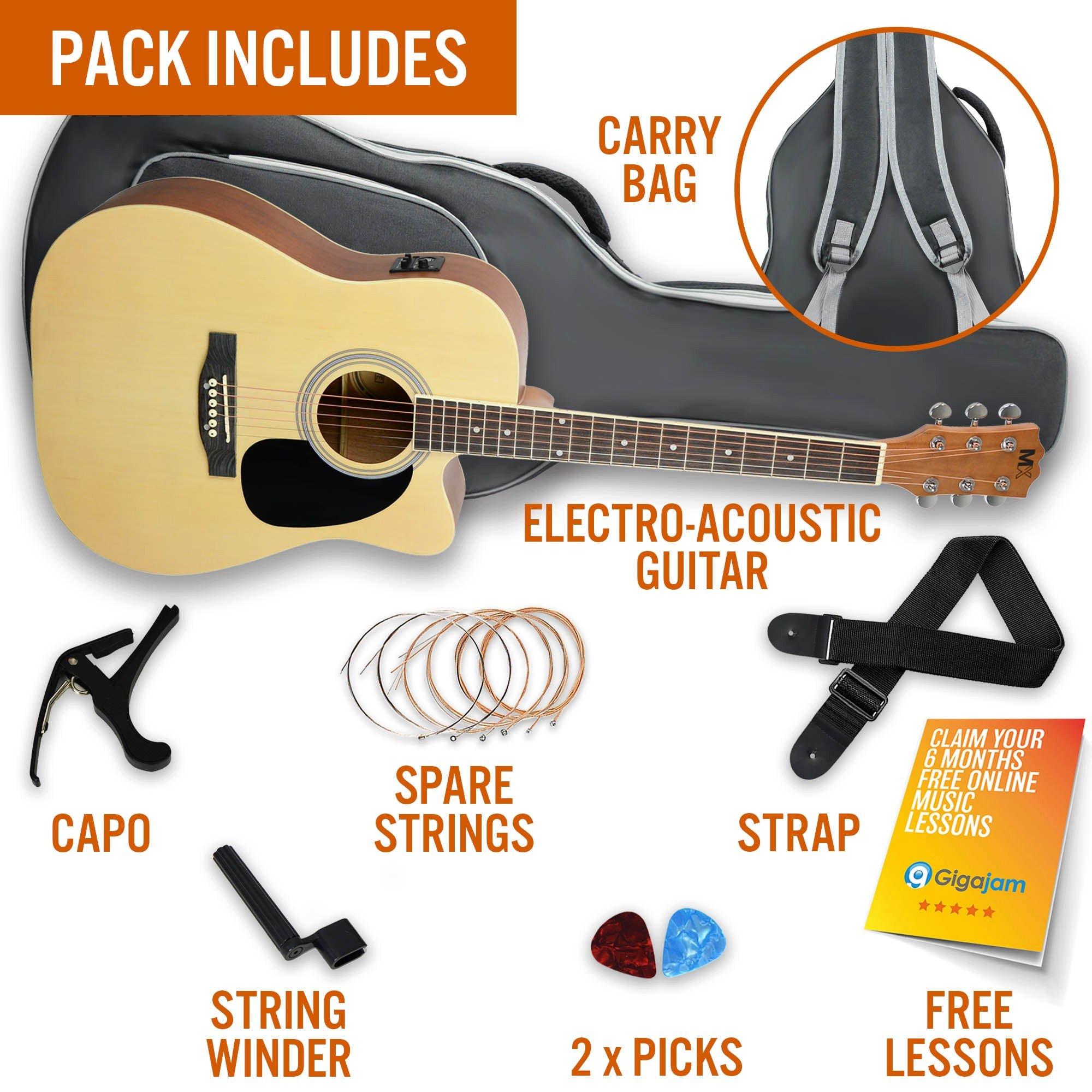 Natural - 3rd Avenue - Cutaway Electro Acoustic Guitar Pack - 3