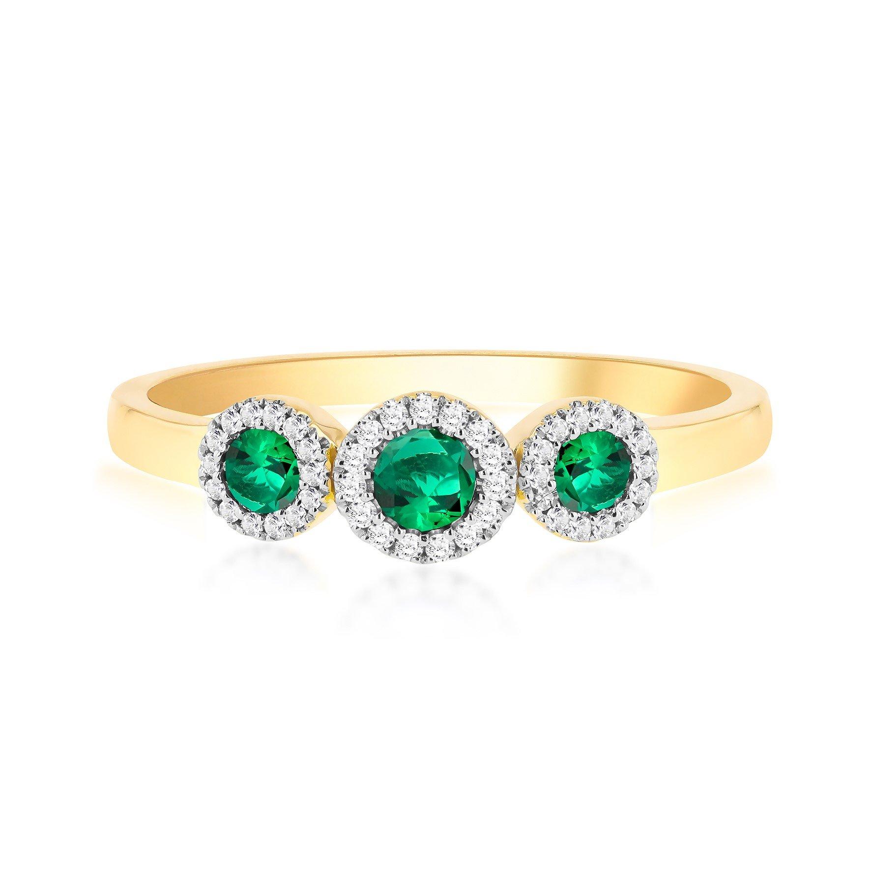 Yellow Gold - Be You - 9ct Gold Trinity Rings & Lab Emeralds & Diamonds - 2