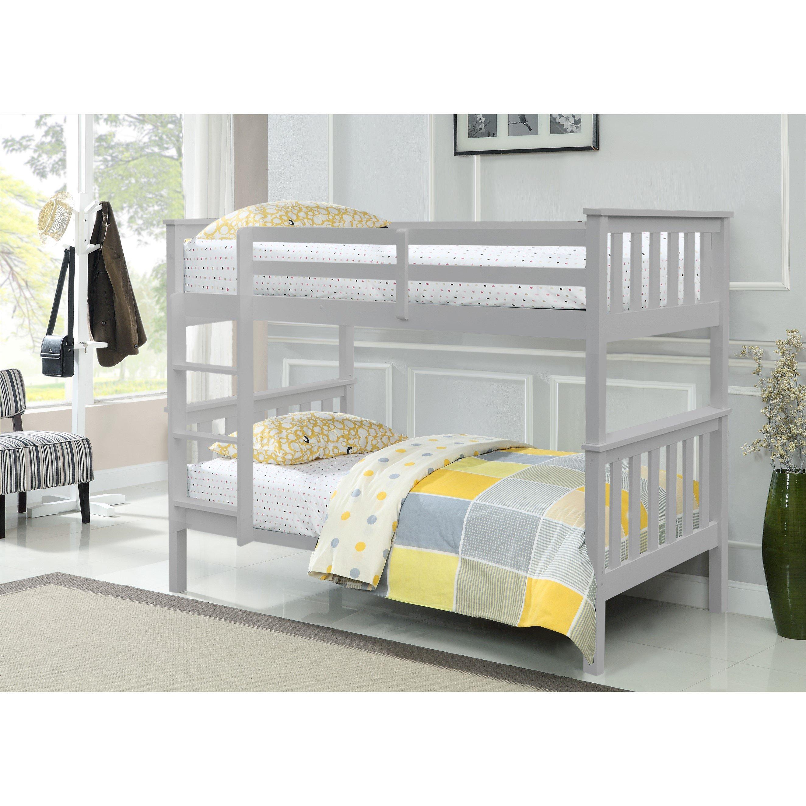 Comfy Living  Kids Premium Wooden Bunk Bed Only - Grey - Single
