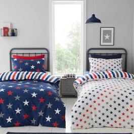 Catherine Lansfield Stripes and Stars Duvet Cover Set Two Pack