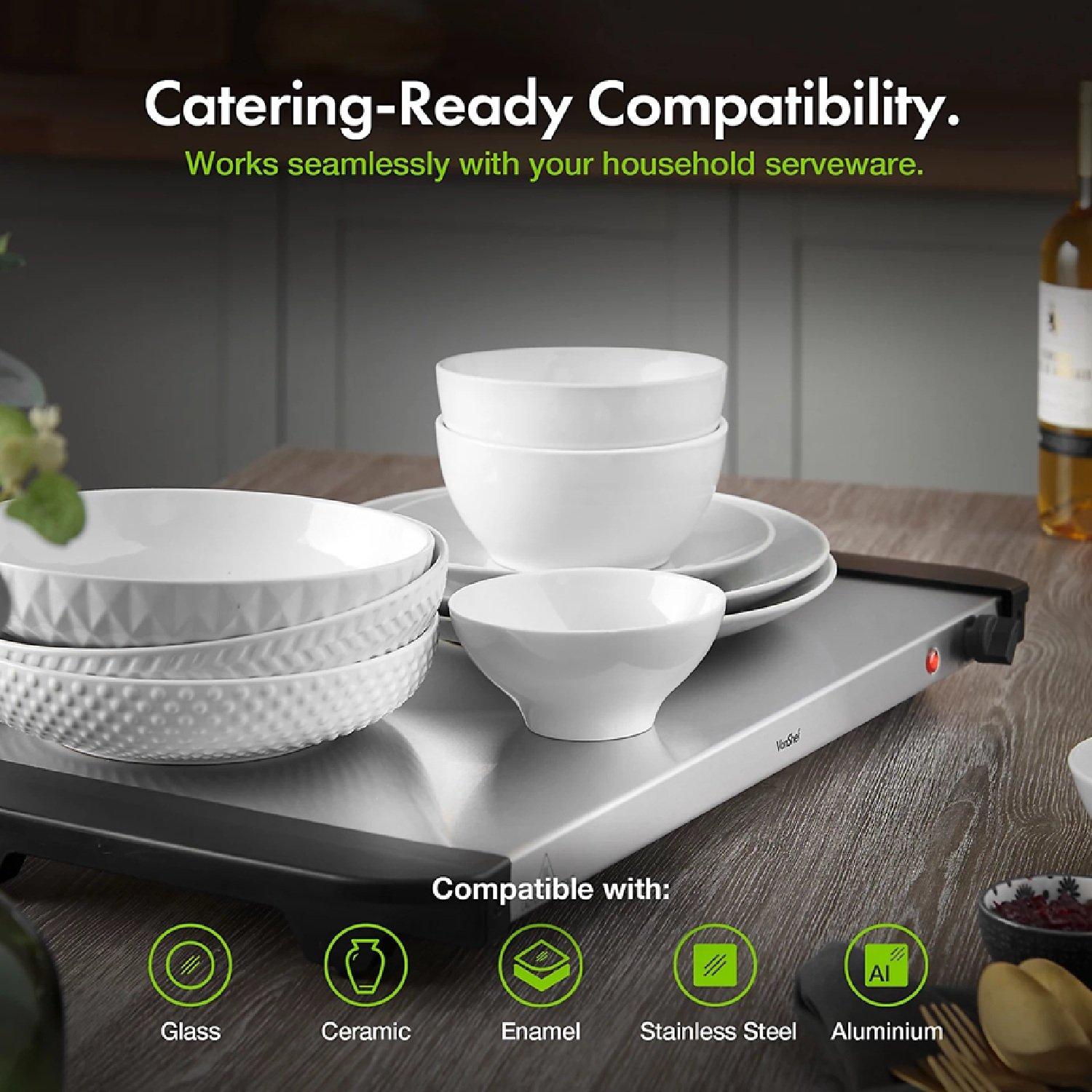 Silver - VonShef - 2-in- 1 Buffet Food Server With 4 Sections - 5
