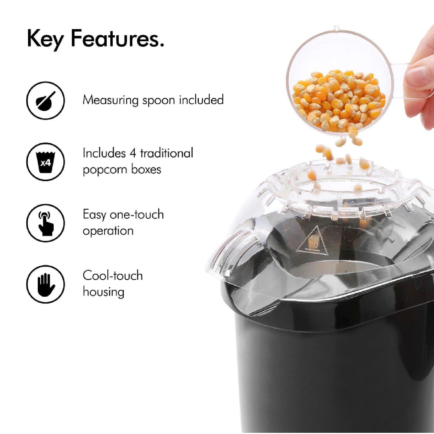Black - VonShef - Hot Air Popcorn Maker - 2