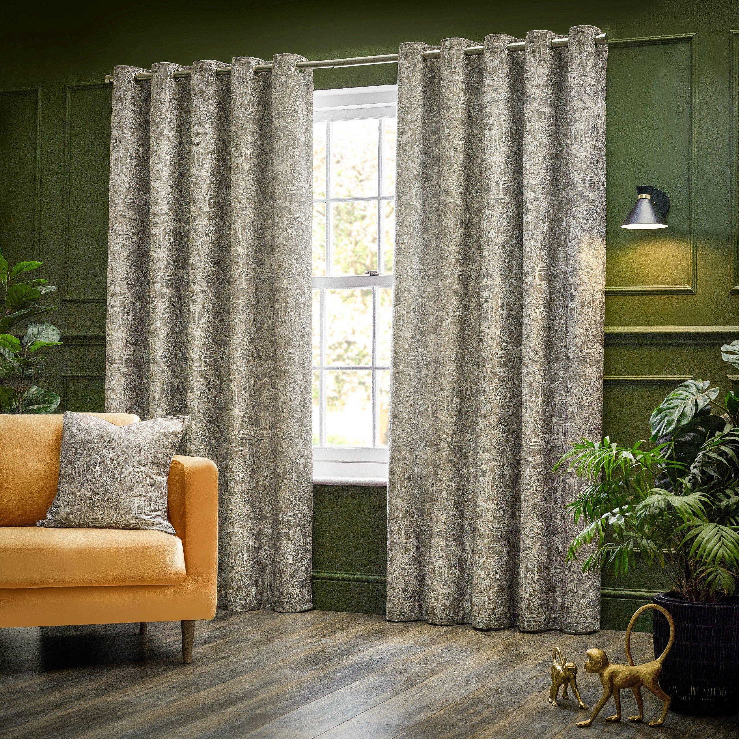Wylder  Bengal Chenille Eyelet Curtains - Linen - 117 x 137c