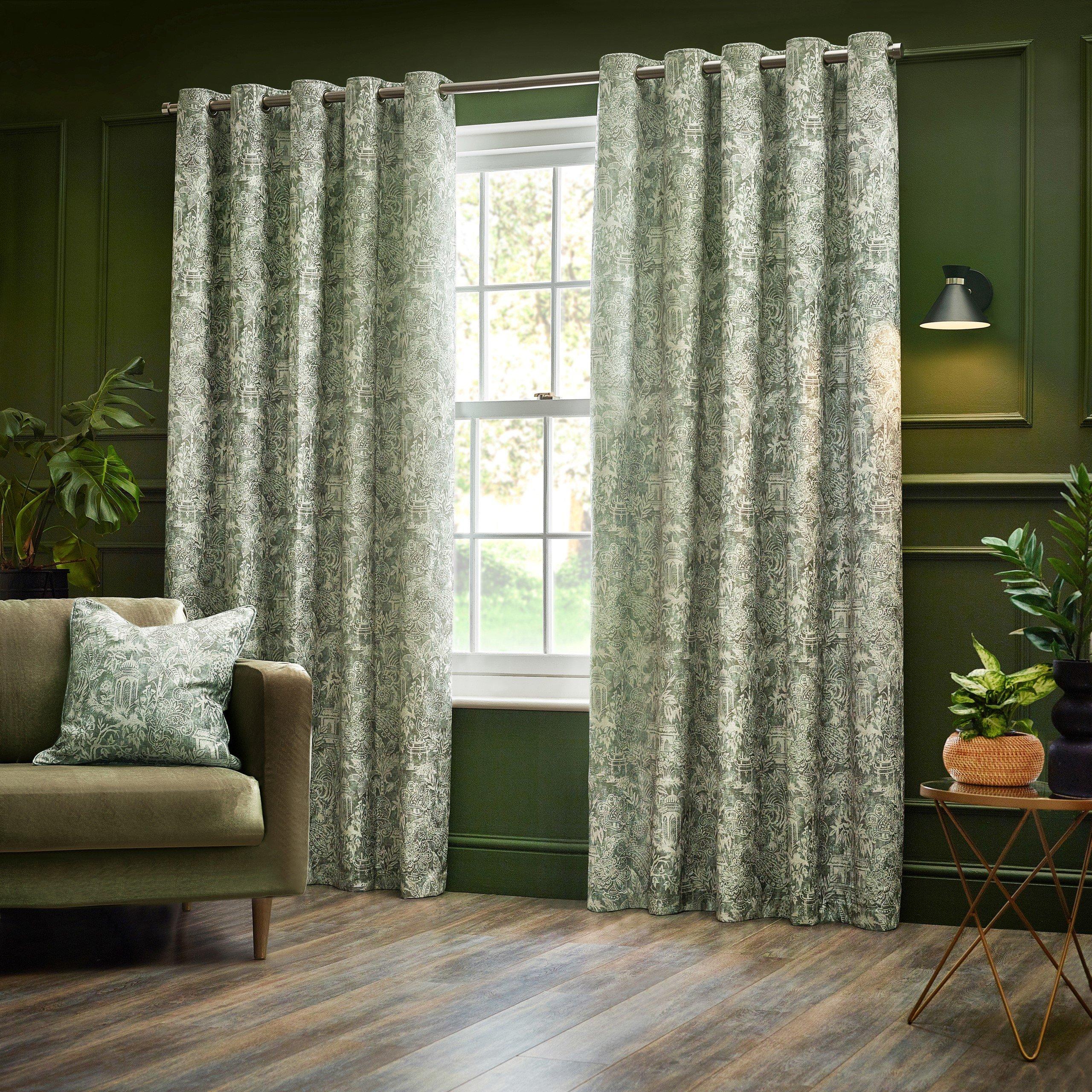 Wylder  Bengal Chenille Eyelet Curtains - Sage - 117 x 137c