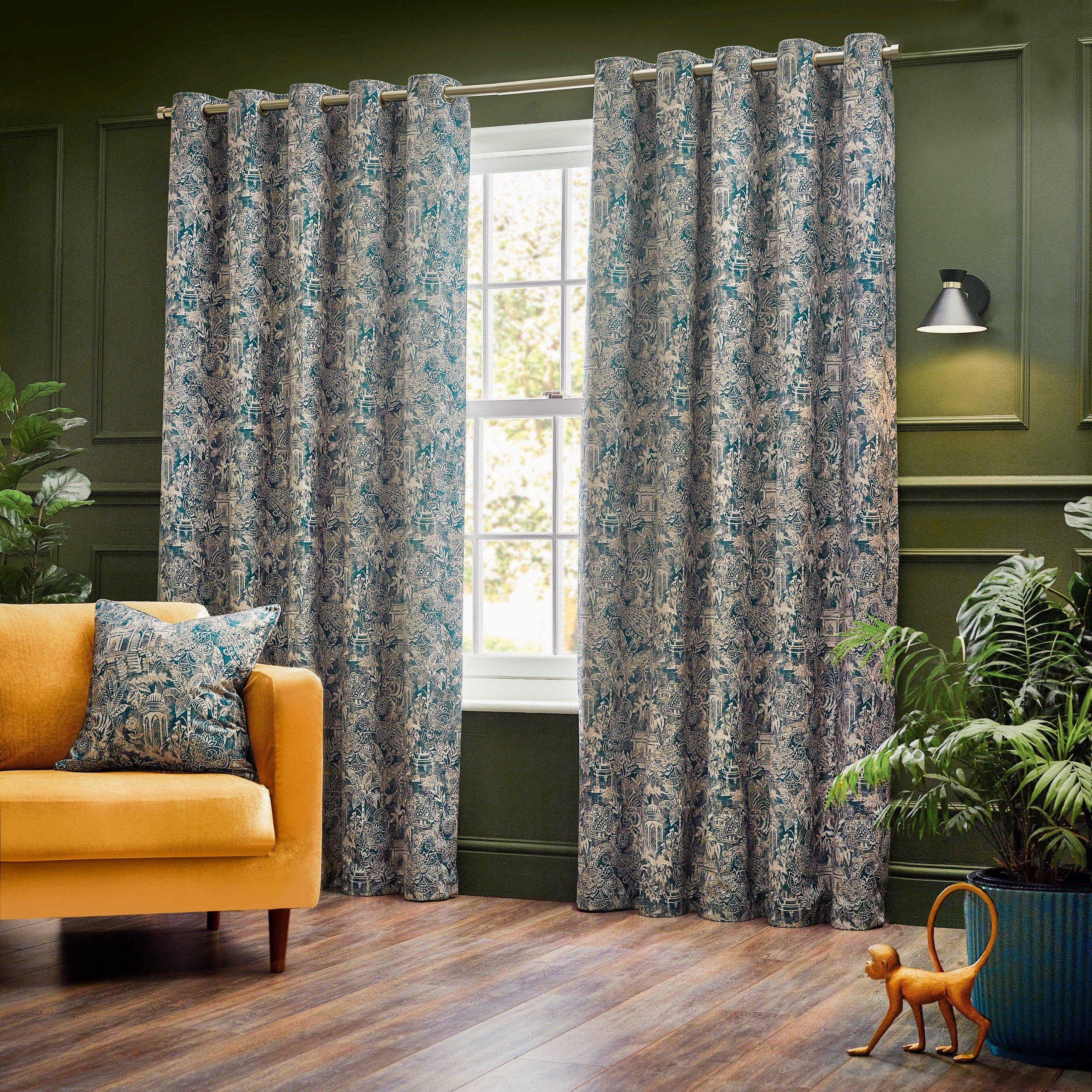 Wylder  Bengal Chenille Eyelet Curtains - Wedgewood - 229 x 183c